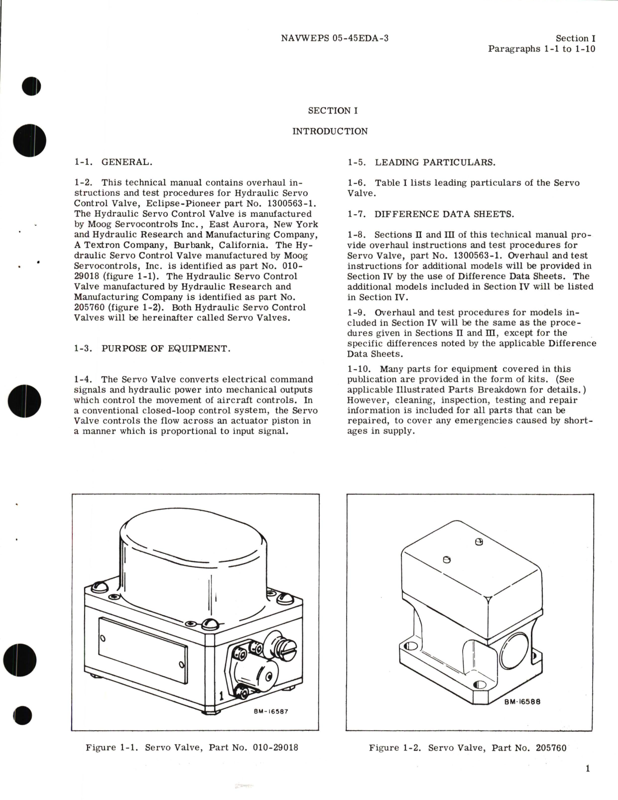 Sample page 5 from AirCorps Library document: Overhaul Instructions for Hydraulic Servo Control Valve Part No. 1300563-1