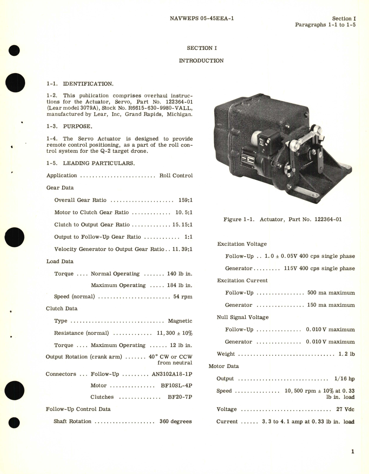 Sample page 5 from AirCorps Library document: Overhaul Instructions for Actuator, Servo Part No. 122364-01 