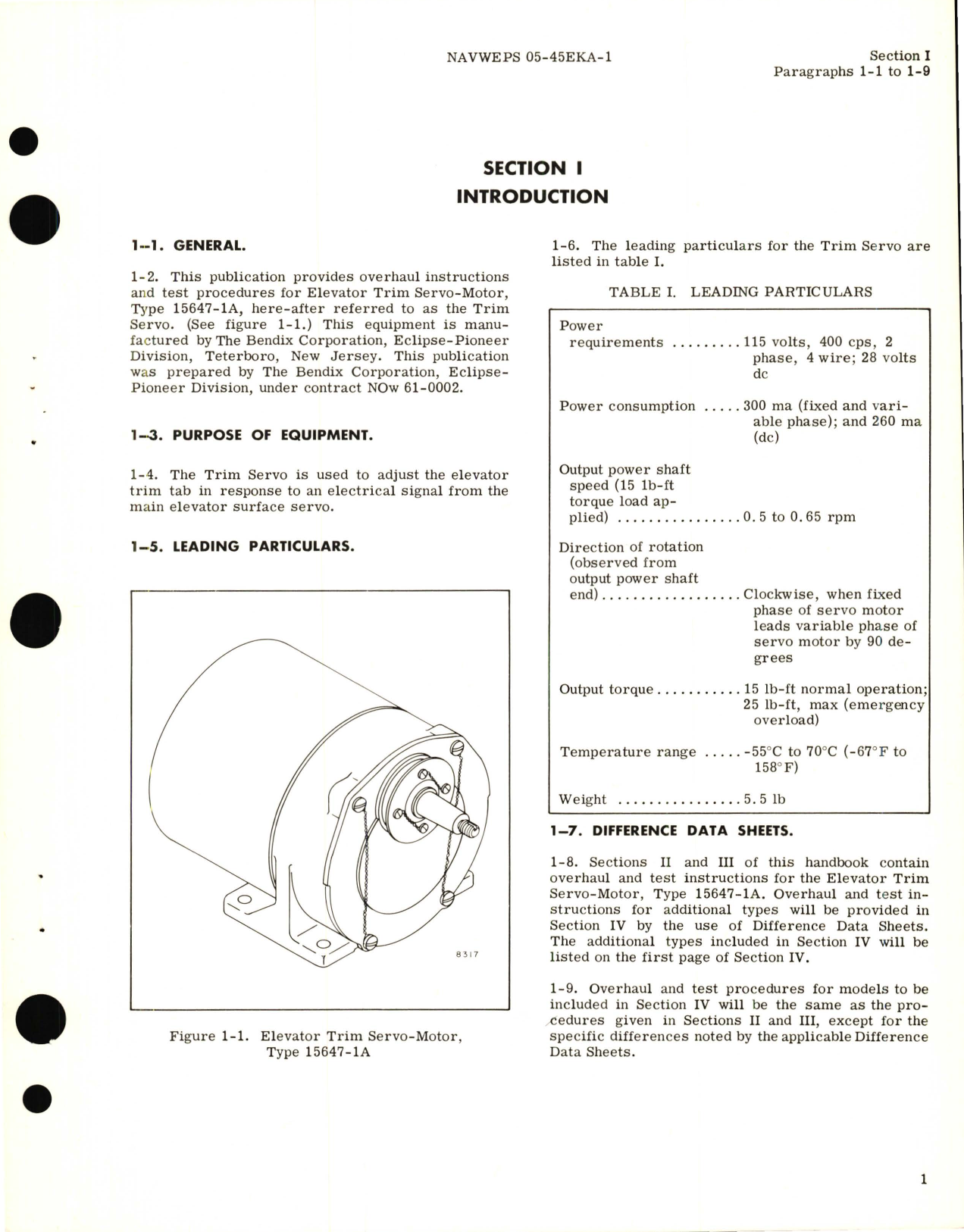 Sample page 5 from AirCorps Library document: Overhaul Instructions for Elevator Trim Servo-Motor Type No. 15647-1A 