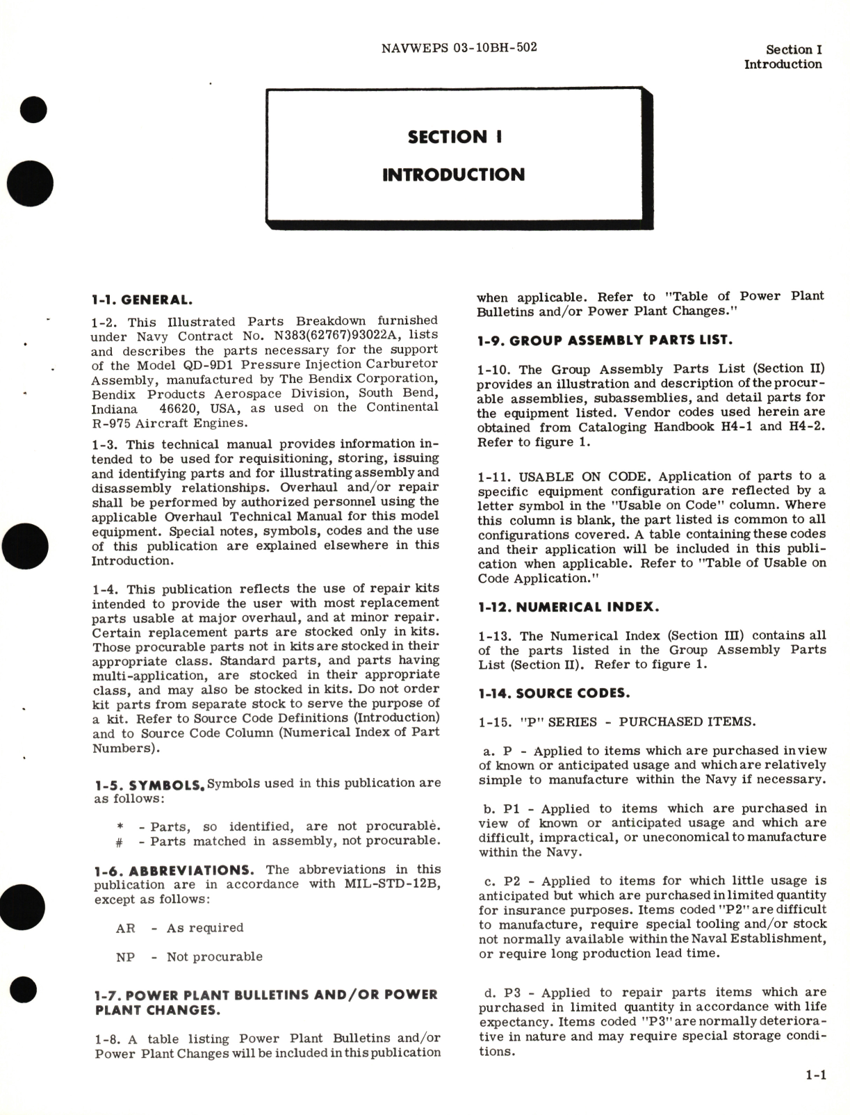 Sample page 5 from AirCorps Library document: Illustrated Parts Breakdown for Injection Carburetor Model QD-9D1 Parts List No. 391446-7, 391446-6