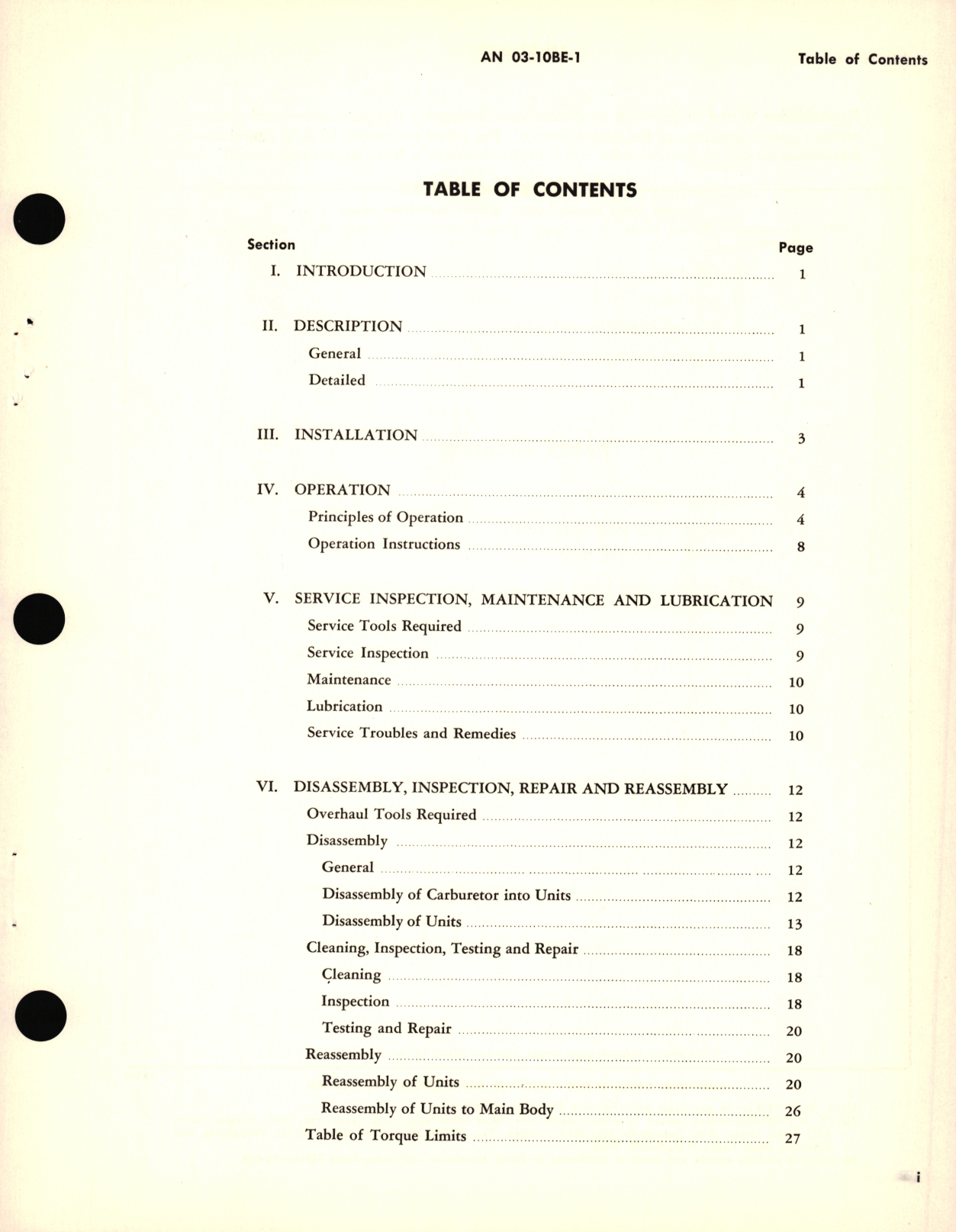 Sample page 5 from AirCorps Library document: Operation, Service and Overhaul Instructions with Parts Catalog for Carburetors Model 100CPB-7 