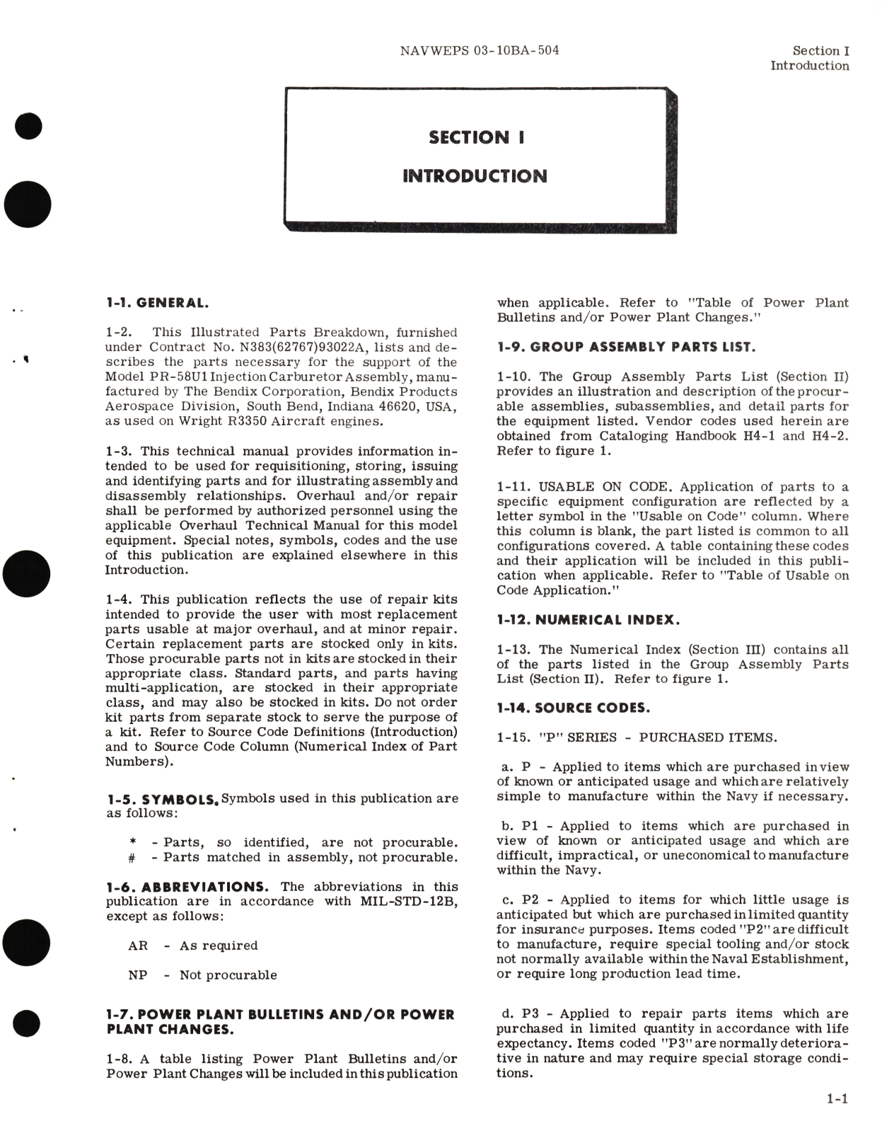 Sample page 5 from AirCorps Library document: Illustrated Parts Breakdown for Injection Carburetor Model PR-58U1 Parts List No. 390780-13, 390780-15, 390780-17