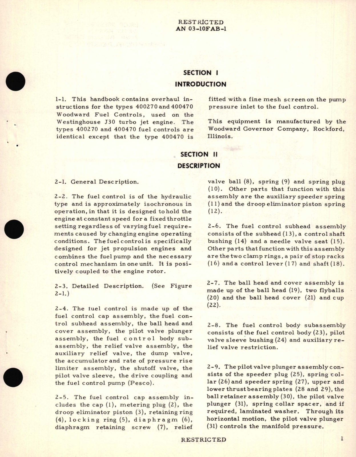 Sample page 5 from AirCorps Library document: Overhaul Instructions for Fuel Control Models 40027 and 400470 