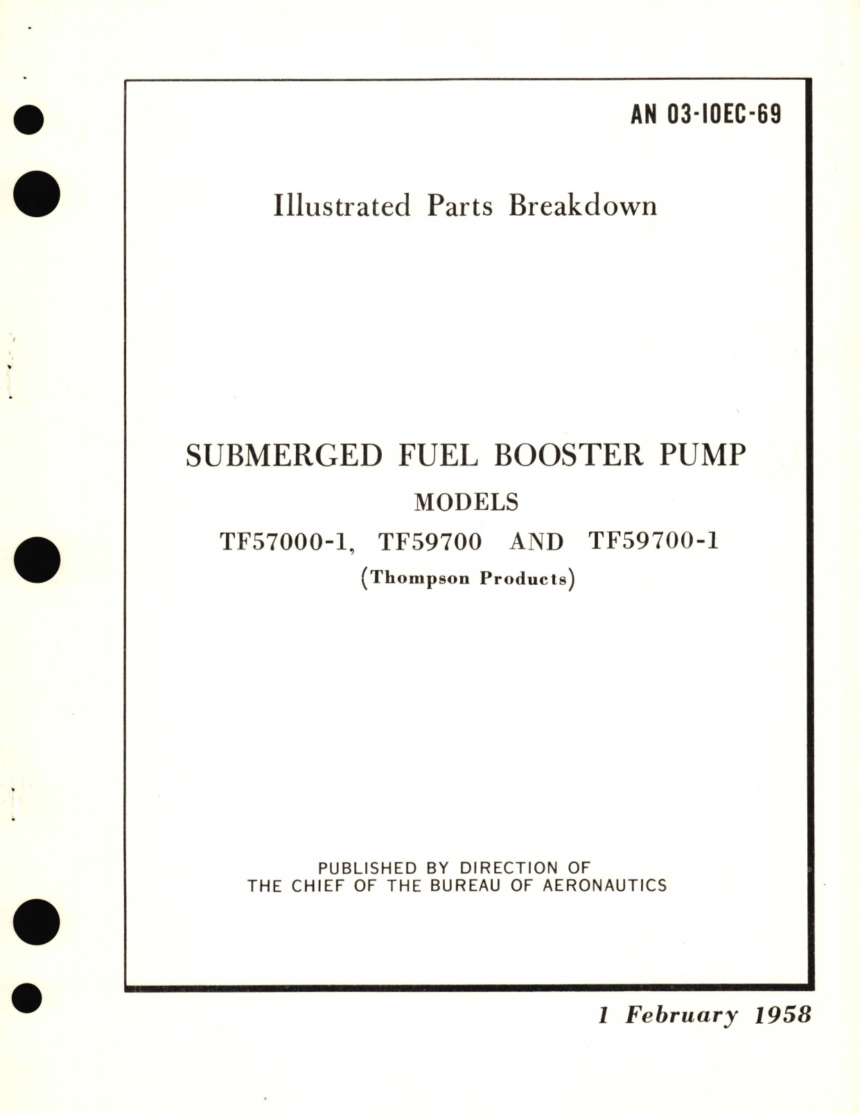 Sample page 1 from AirCorps Library document: Overhaul Instructions for Submerged Fuel Booster Pump Models TF5700, TF59700, and TF59700-1