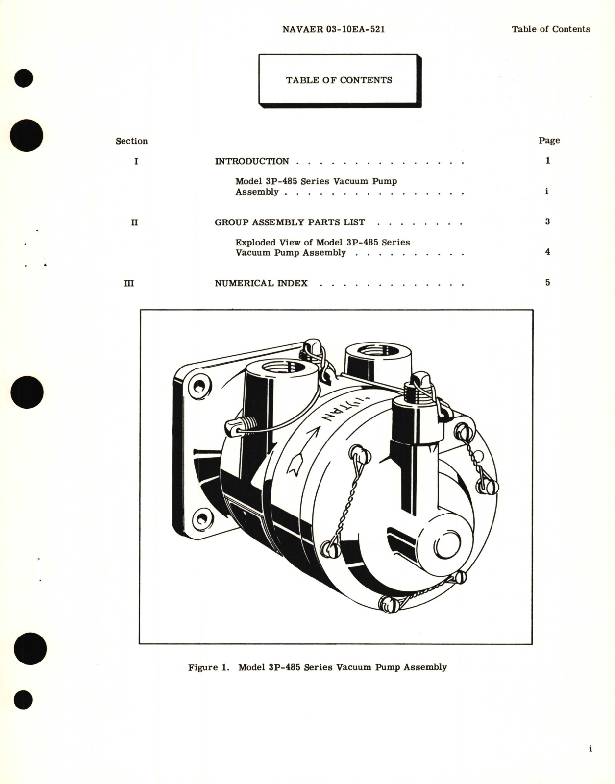 Sample page 3 from AirCorps Library document: Illustrated Parts Breakdown for Vacuum Pump Assembly Models 3P-485 