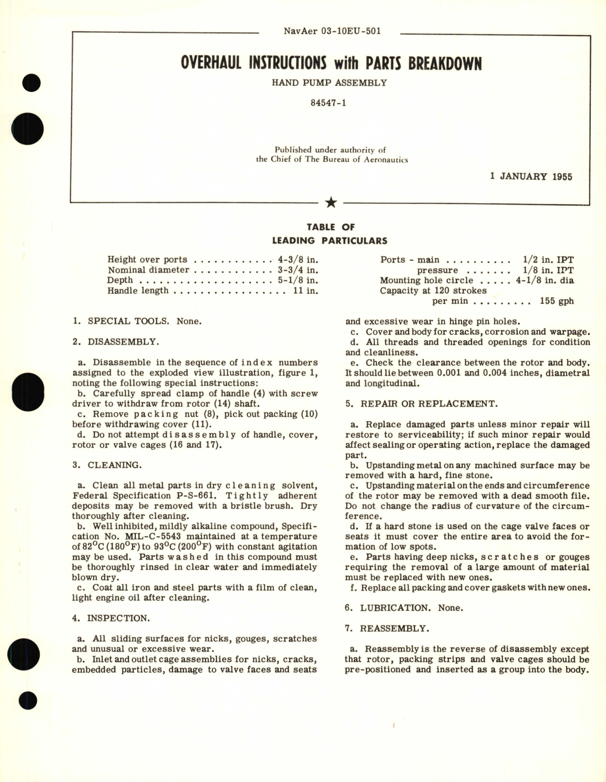 Sample page 1 from AirCorps Library document: Overhaul Instructions with Parts Breakdown for Hand Pump Assembly 84547-1