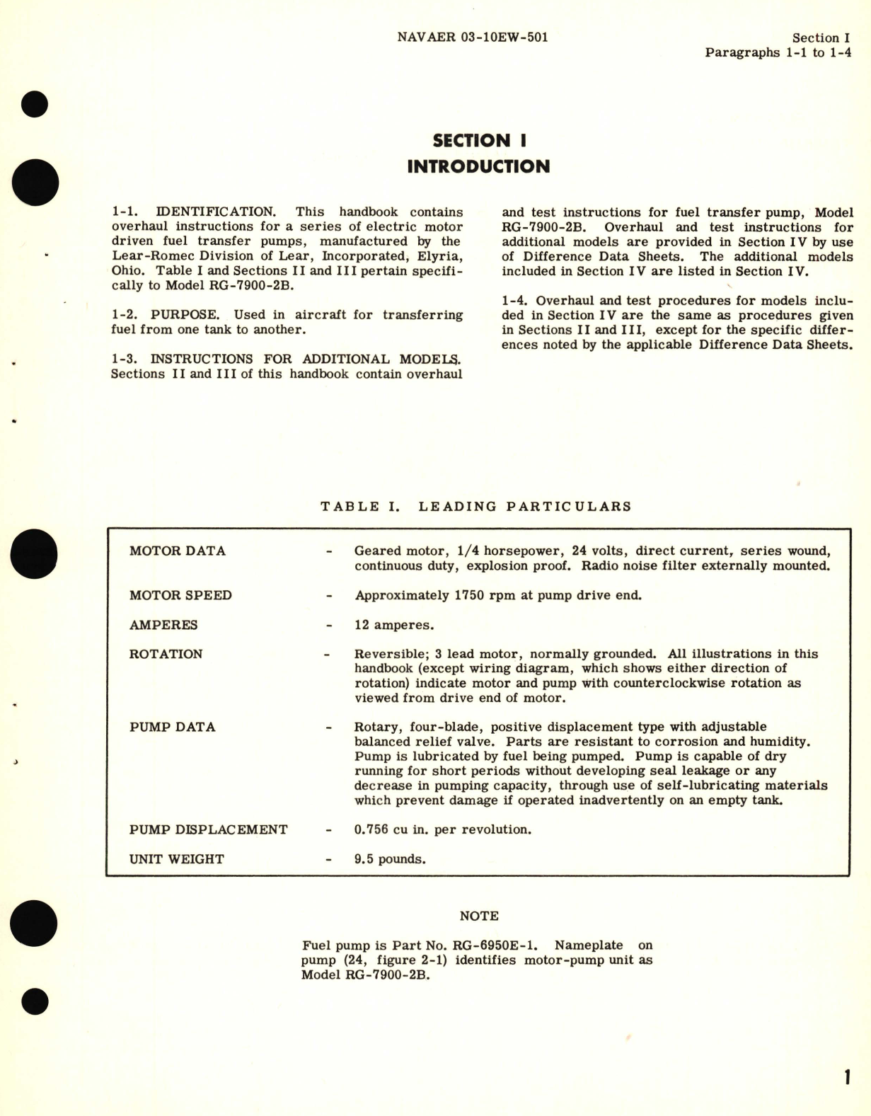 Sample page 5 from AirCorps Library document: Overhaul Instructions for Electric Motor Driven Fuel Transfer Pump Models RG-7900-2A and RG-7900-2B