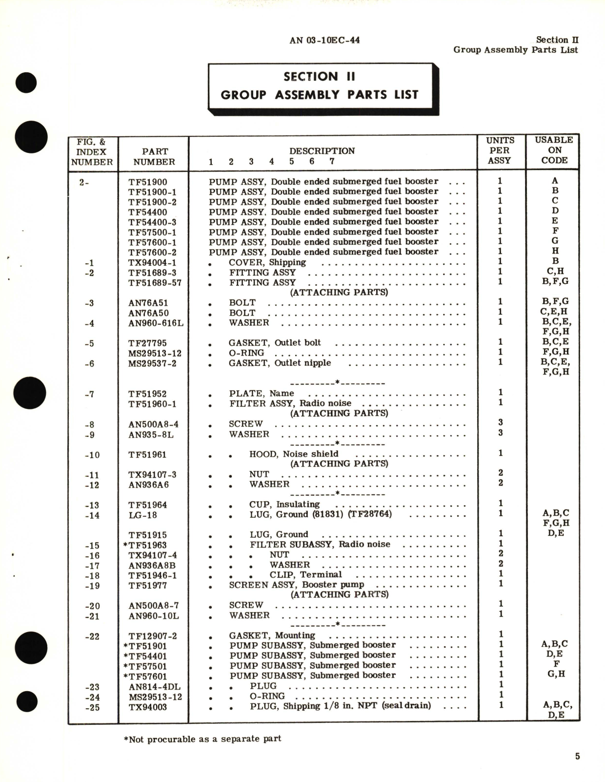 Sample page 7 from AirCorps Library document: Illustrated Parts Breakdown for Double Ended Submerged Fuel Booster Pump Models TF1900, TF54400, TF57500 