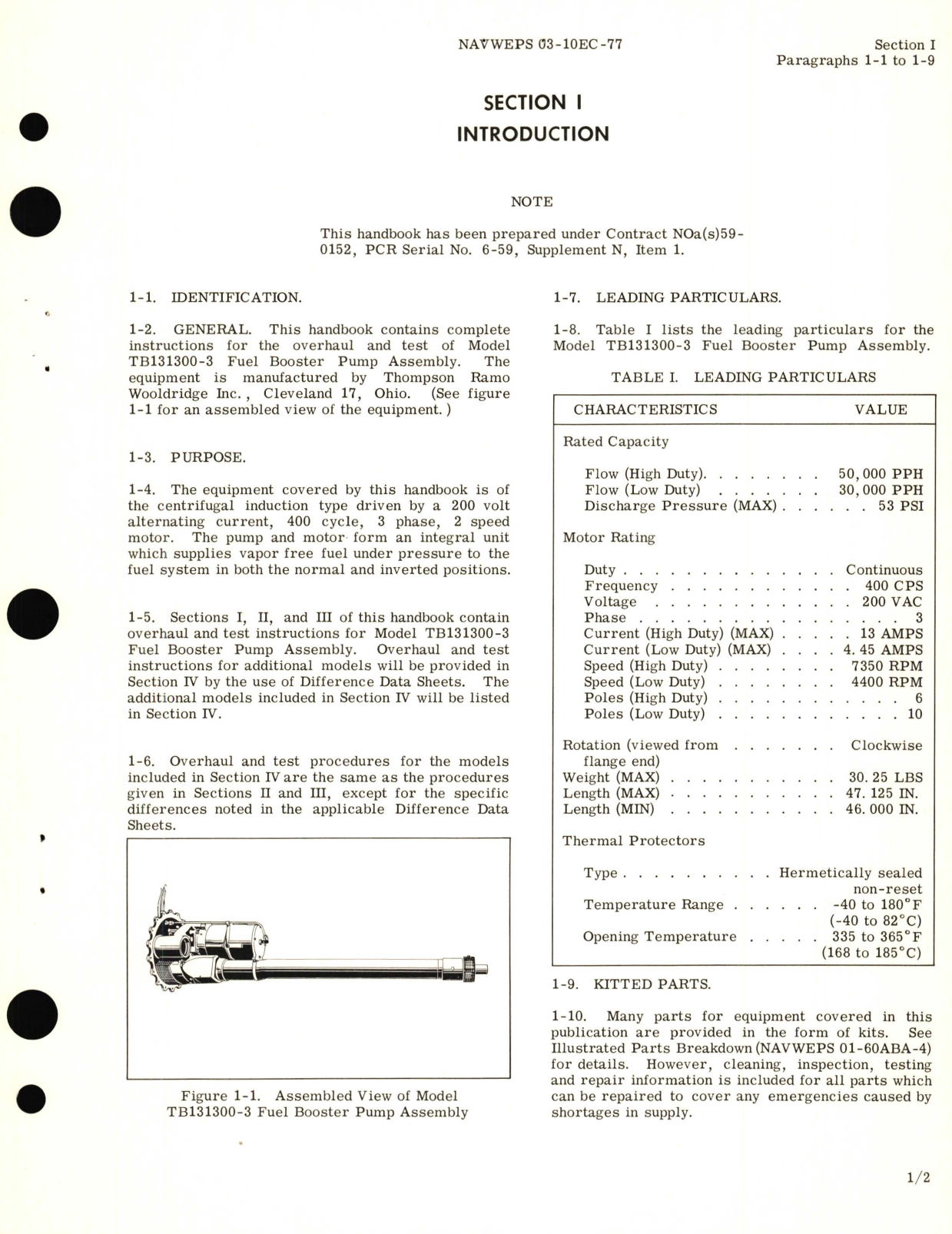 Sample page 5 from AirCorps Library document: Overhaul Instructions for Fuel Booster Pump Model TB131300-3 