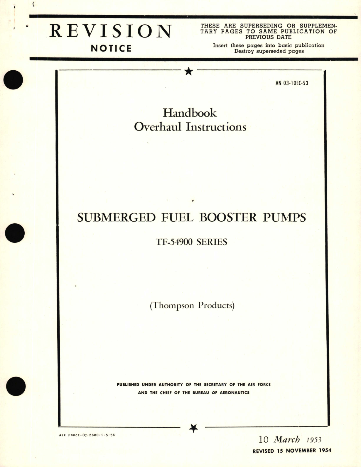 Sample page 1 from AirCorps Library document: Overhaul Instructions for Submerged Fuel Booster Pumps TF-54900 Series 