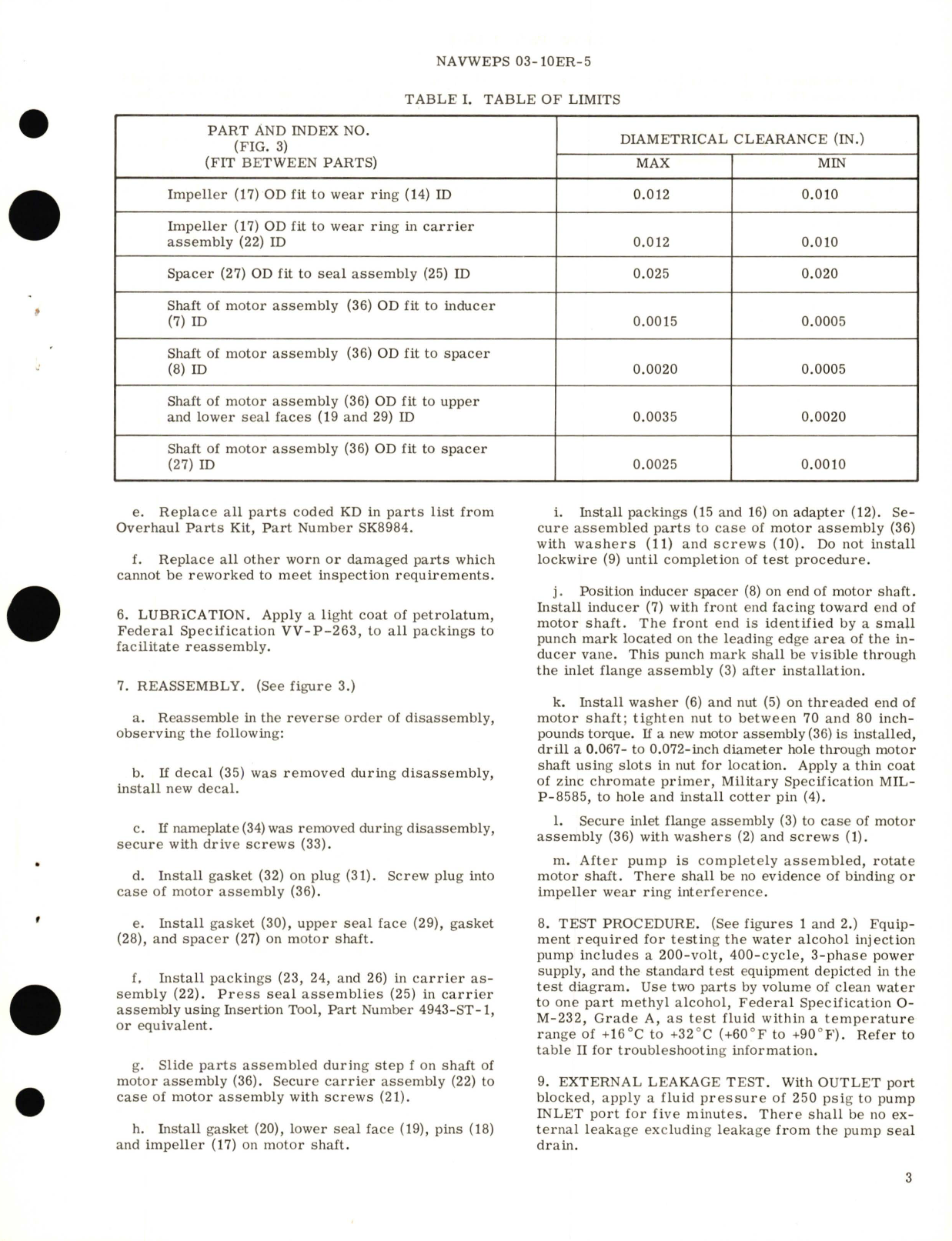 Sample page 3 from AirCorps Library document: Overhaul Instructions with Parts Breakdown for Water Alcohol Injection Pump Part No. 6333-3