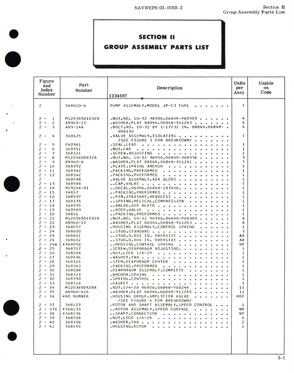 Sample page 7 from AirCorps Library document: Illustrated Parts Breakdown for Fuel Pump Model JP-C3 Parts List No. 368010-4 