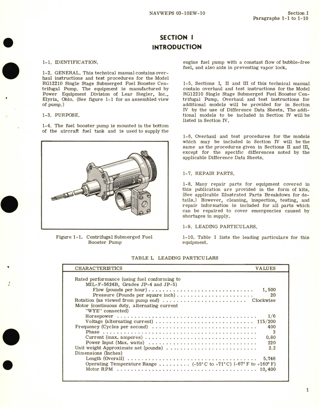 Sample page 5 from AirCorps Library document: Overhaul Instructions for Submerged Fuel Booster Centrifugal Pump Part No. RG12210 