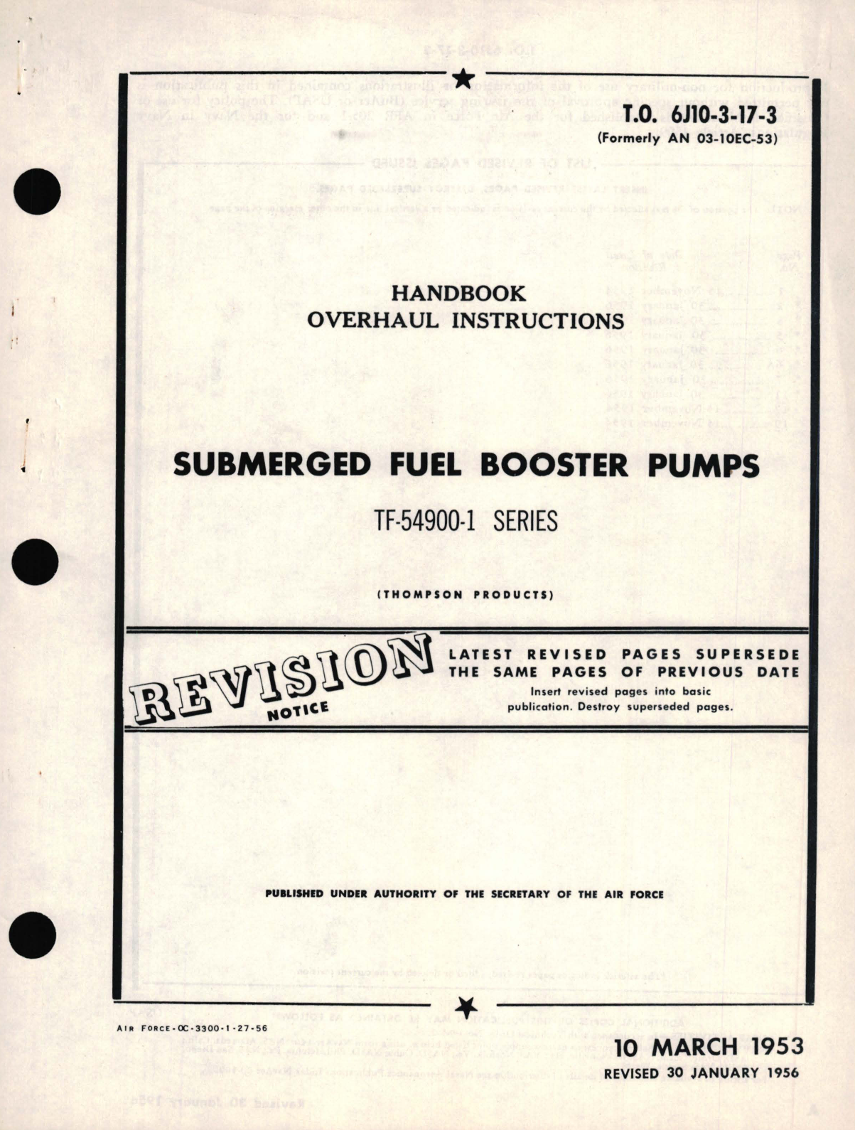 Sample page 1 from AirCorps Library document: Overhaul Instructions for Submerged Fuel Booster Pumps TF-54900-1 Series 