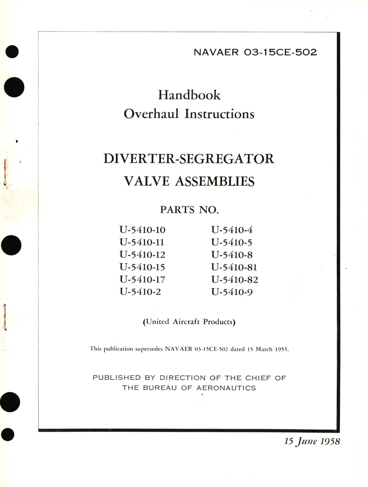 Sample page 1 from AirCorps Library document: Overhaul Instructions for Diverter-Segregator Part No. U-5410