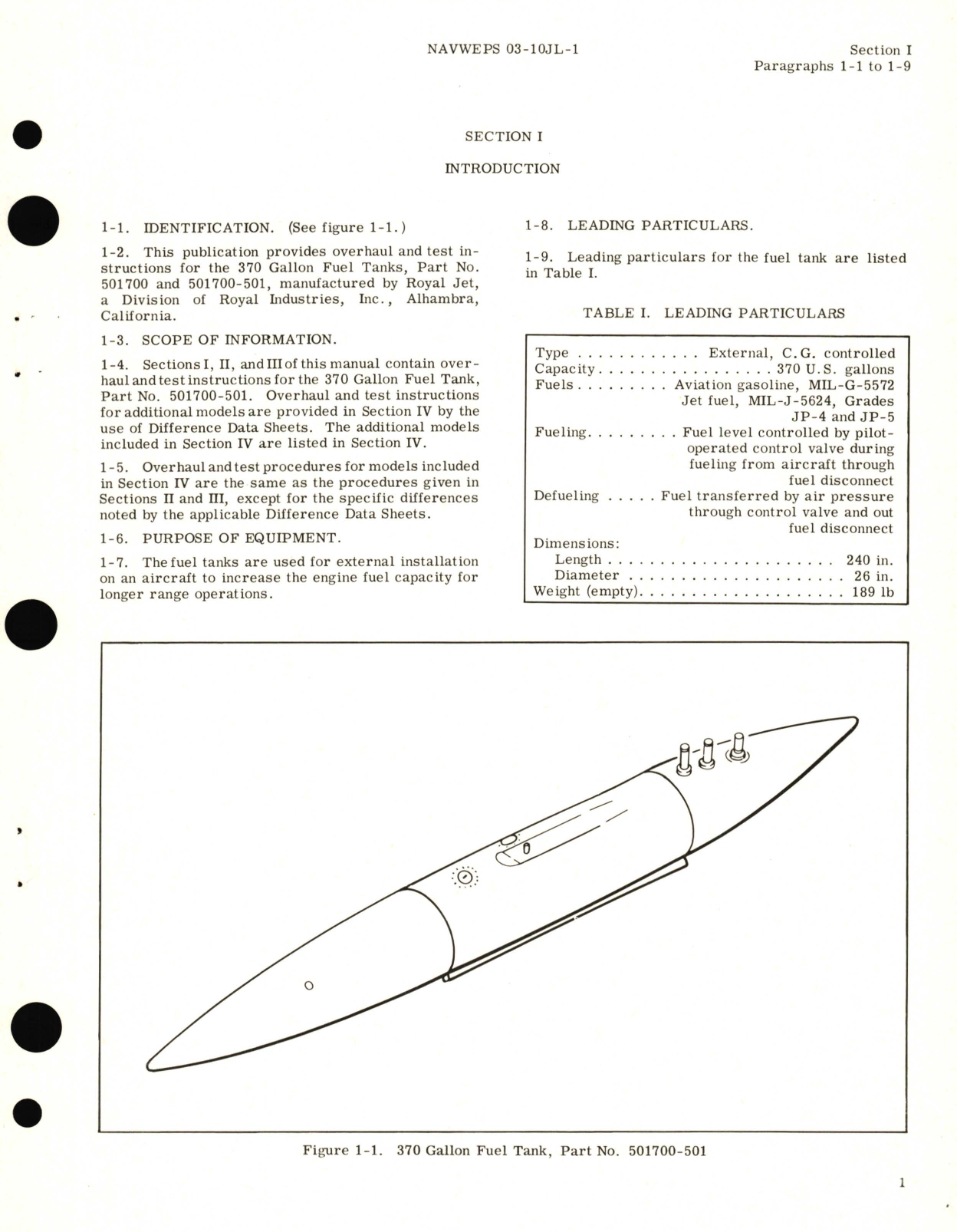 Sample page 5 from AirCorps Library document: Overhaul Instructions for 370 Gallon Fuel Tanks Part No. 501700, 501700-501