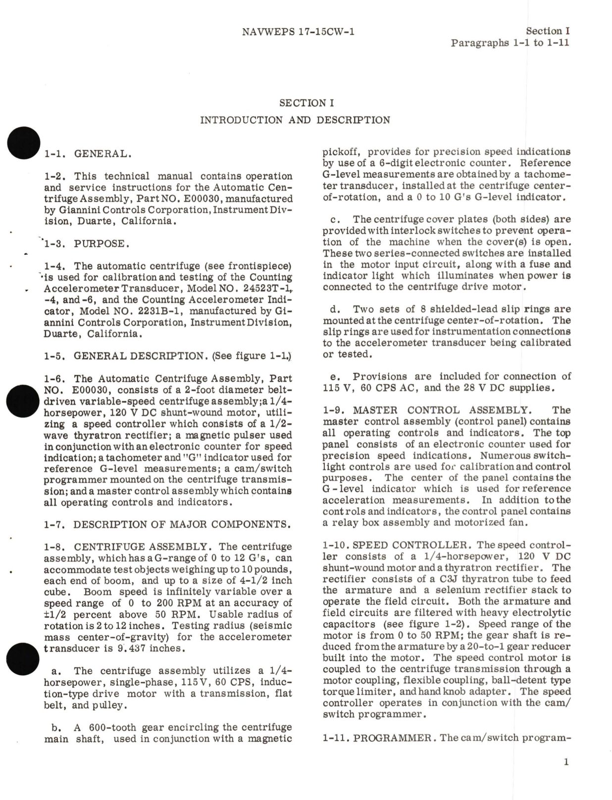 Sample page 7 from AirCorps Library document: Operation and Service Instructions for Automatic Centrifuge Part No. E00030