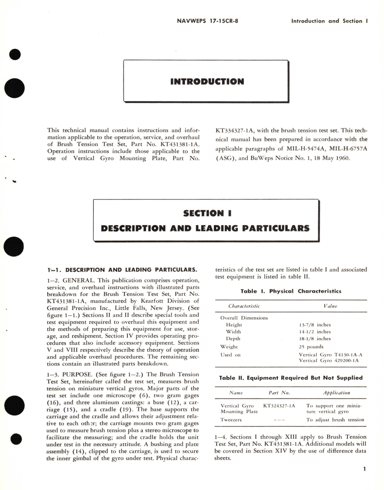 Sample page 5 from AirCorps Library document: Operation and Service Instructions with Illustrated Parts Breakdown for Brush Tension Test Set Part No. KT431381-1A 