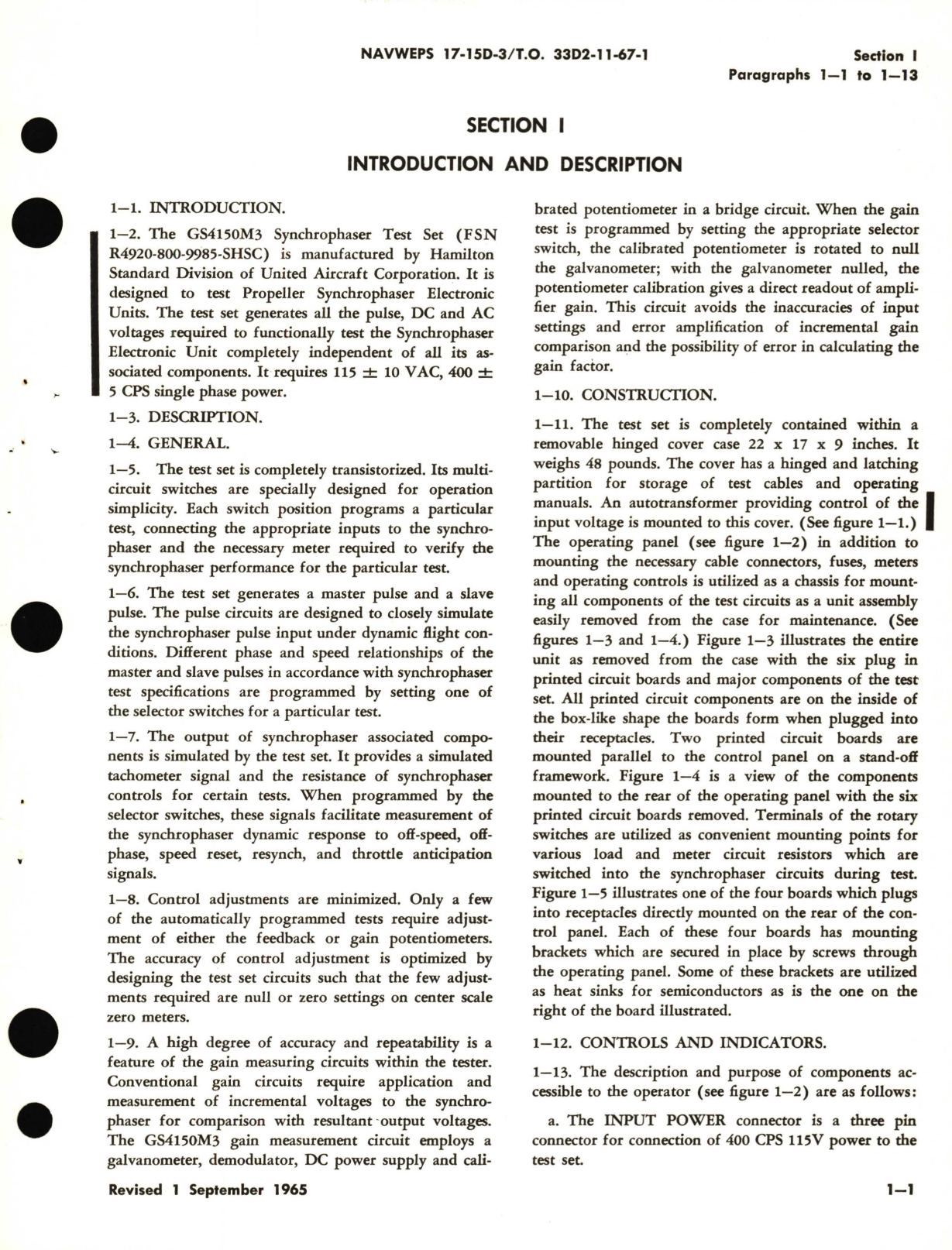 Sample page 5 from AirCorps Library document: Operation and Service Instructions with Illustrated Parts Breakdown for Synchrophaser Test Set Part No. GS4150M3