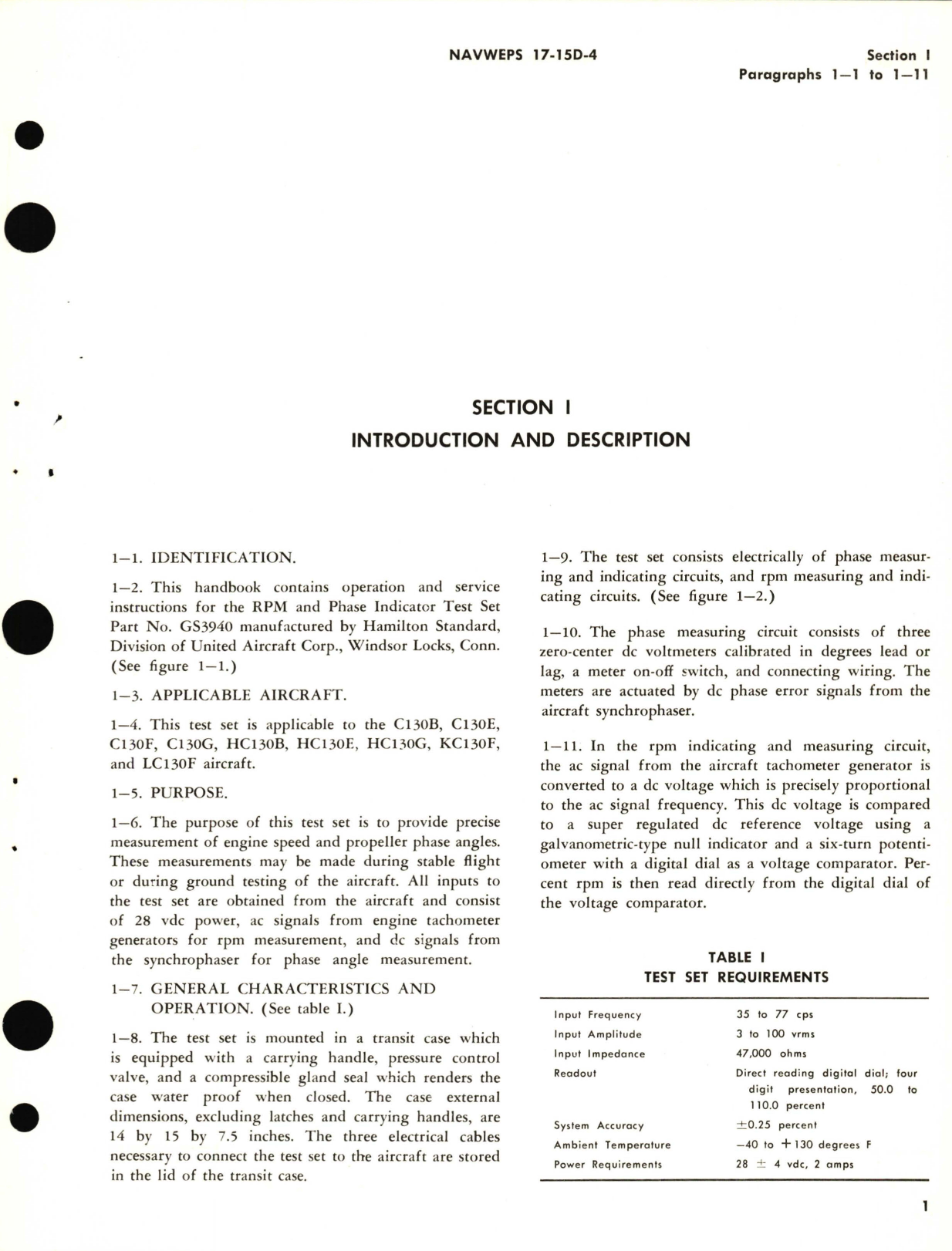 Sample page 5 from AirCorps Library document: Operation and Service Instructions with Illustrated Parts Breakdown for RPM and Phase Indicator Test Set GS3940 