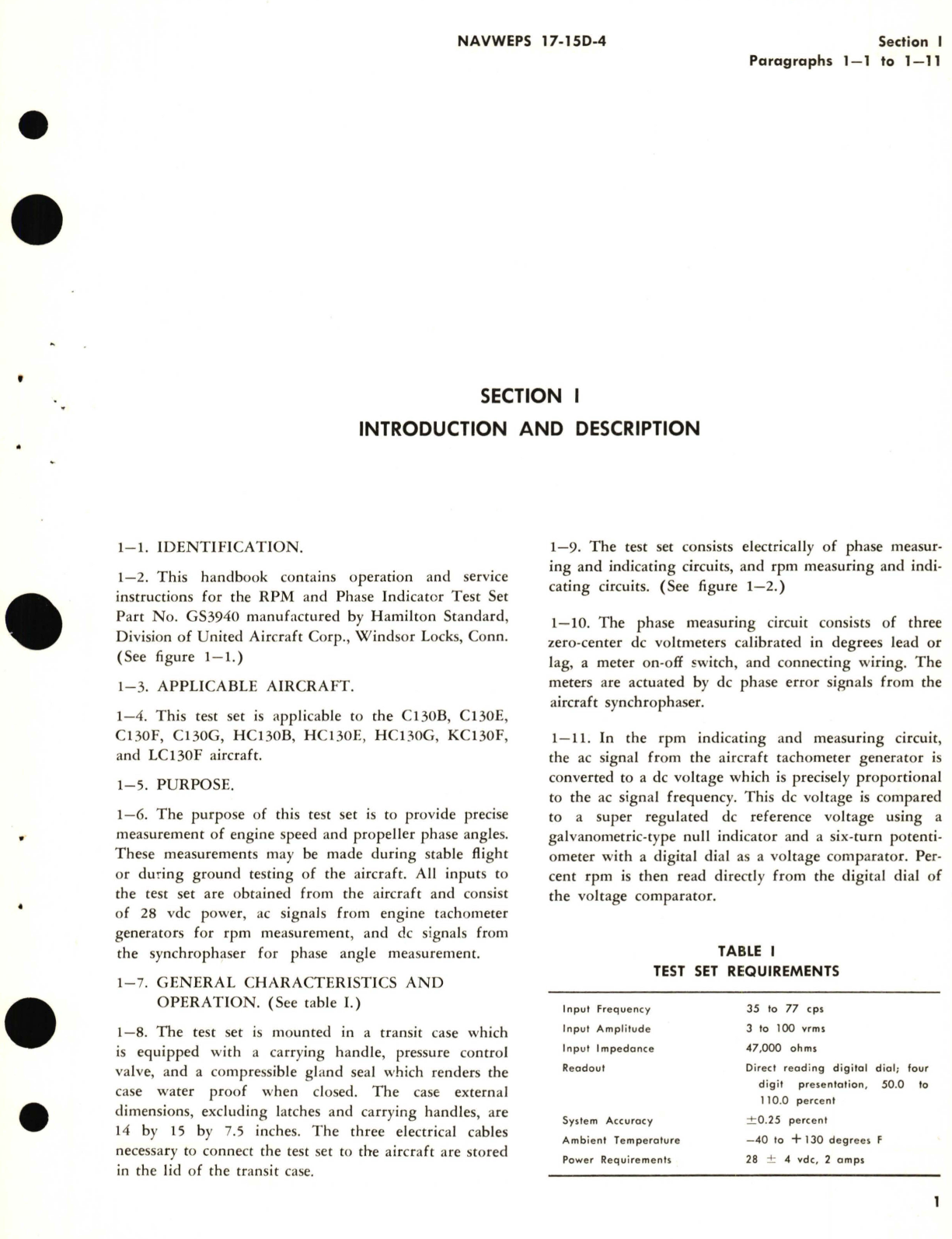 Sample page 5 from AirCorps Library document: Operation and Service Instructions with Illustrated Parts Breakdown for RPM & Phase Indicator Test Set GS3940