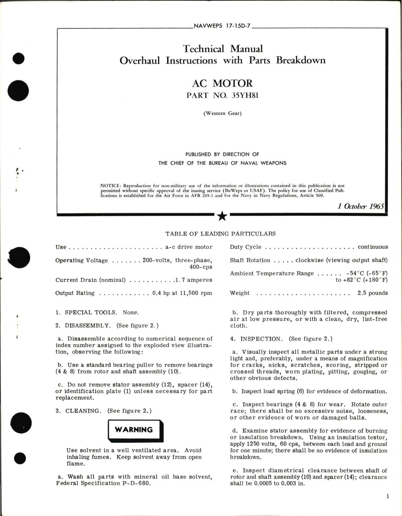 Sample page 5 from AirCorps Library document: Overhaul Instructions with Parts Breakdown for AC Motor Part No. 35YH81 