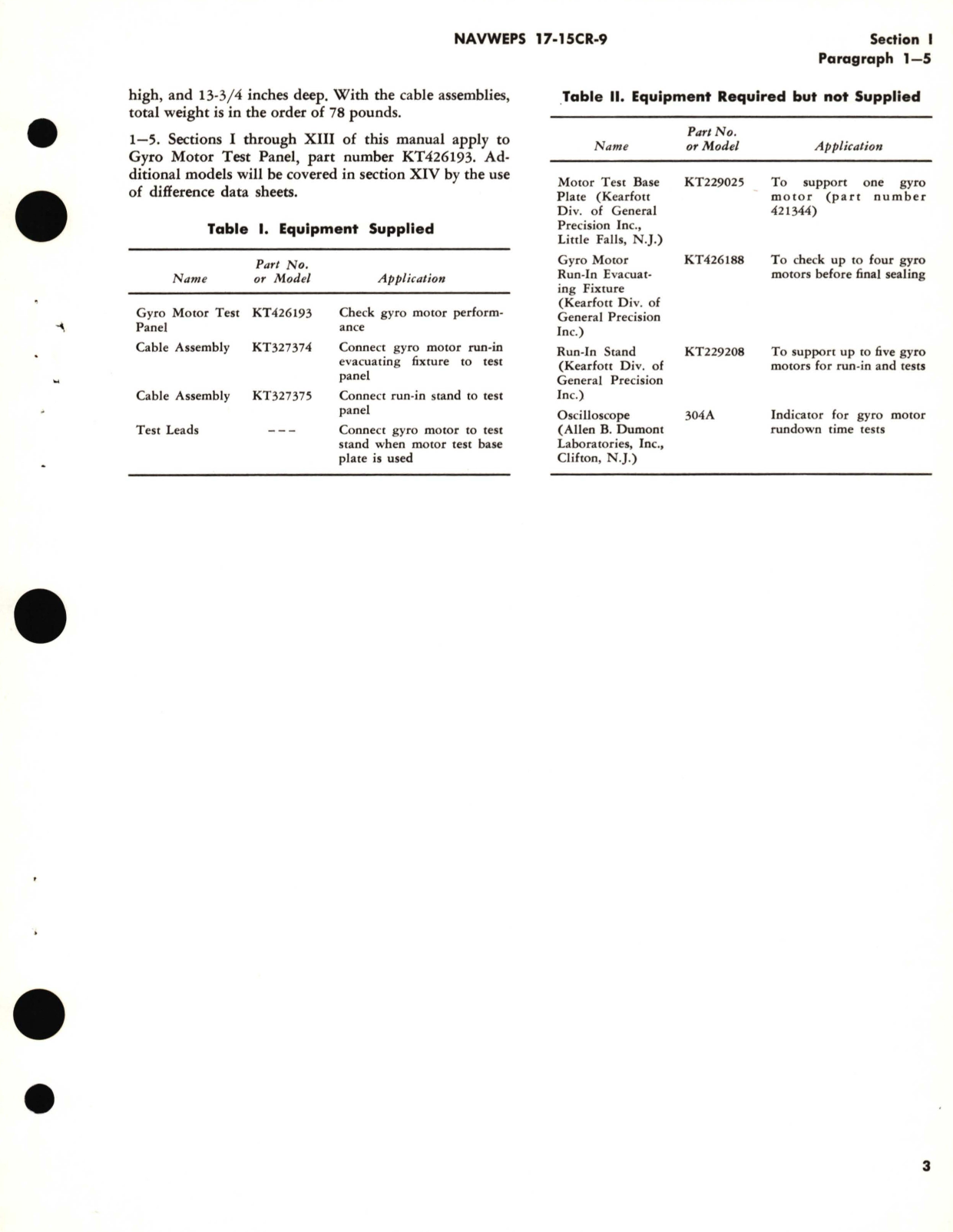 Sample page 7 from AirCorps Library document: Operation and Service Instructions with Illustrated Parts Breakdown for Gyro Motor Test Panel Part No. KT426193