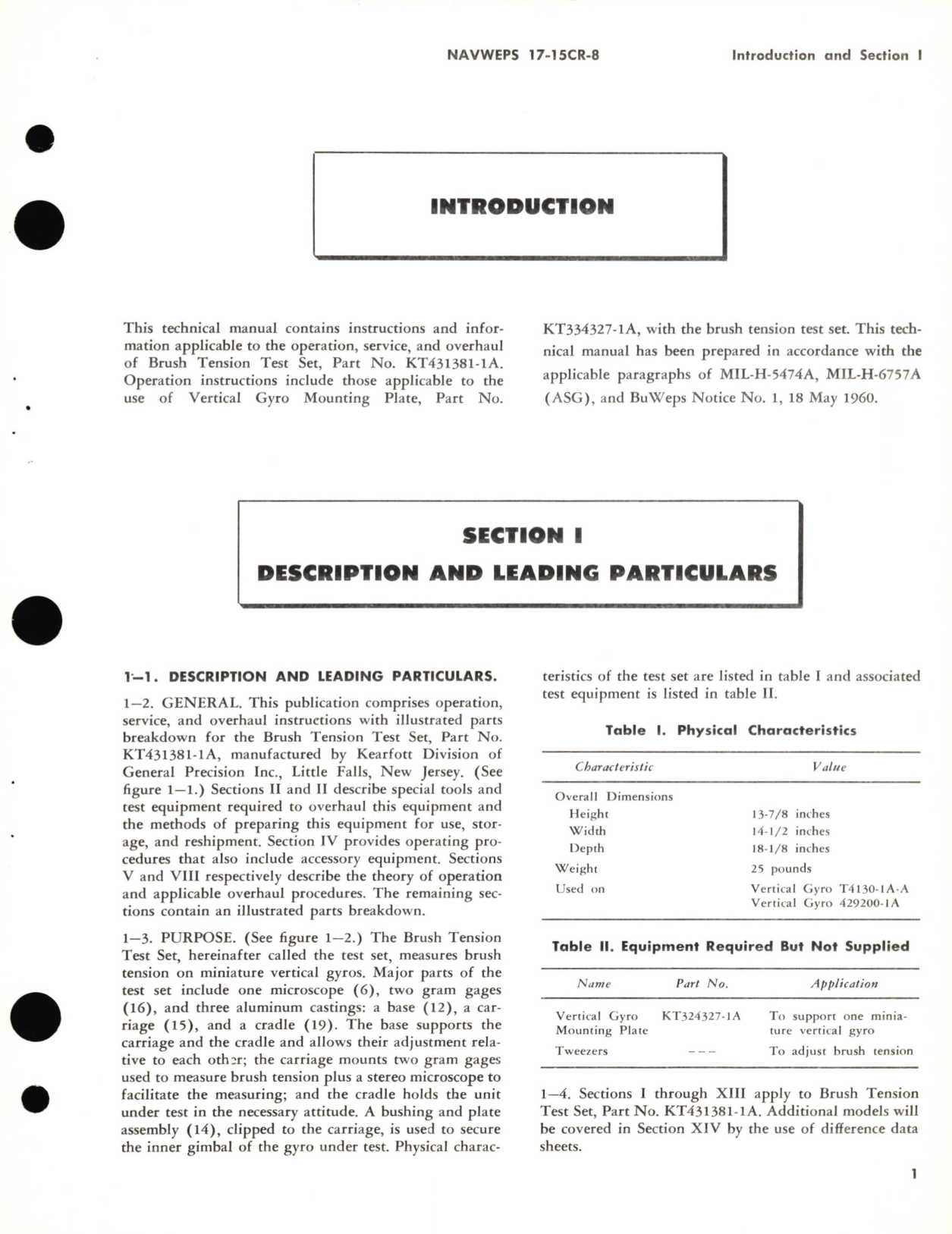 Sample page 5 from AirCorps Library document: Operation and Service Instructions with Illustrated Parts Breakdown for Brush Tension Test Set Part No. KT431381-1A 