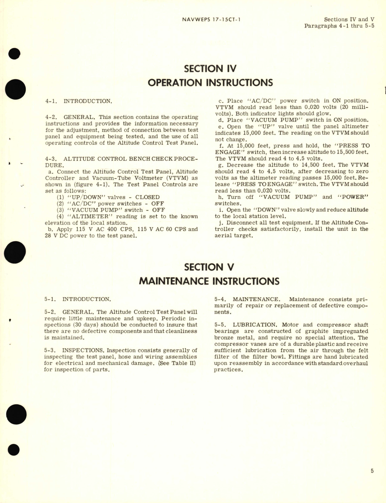 Sample page 9 from AirCorps Library document: Operation and Service with Parts Breakdown for Altitude Control Test Panel Part No. 49E754-1 