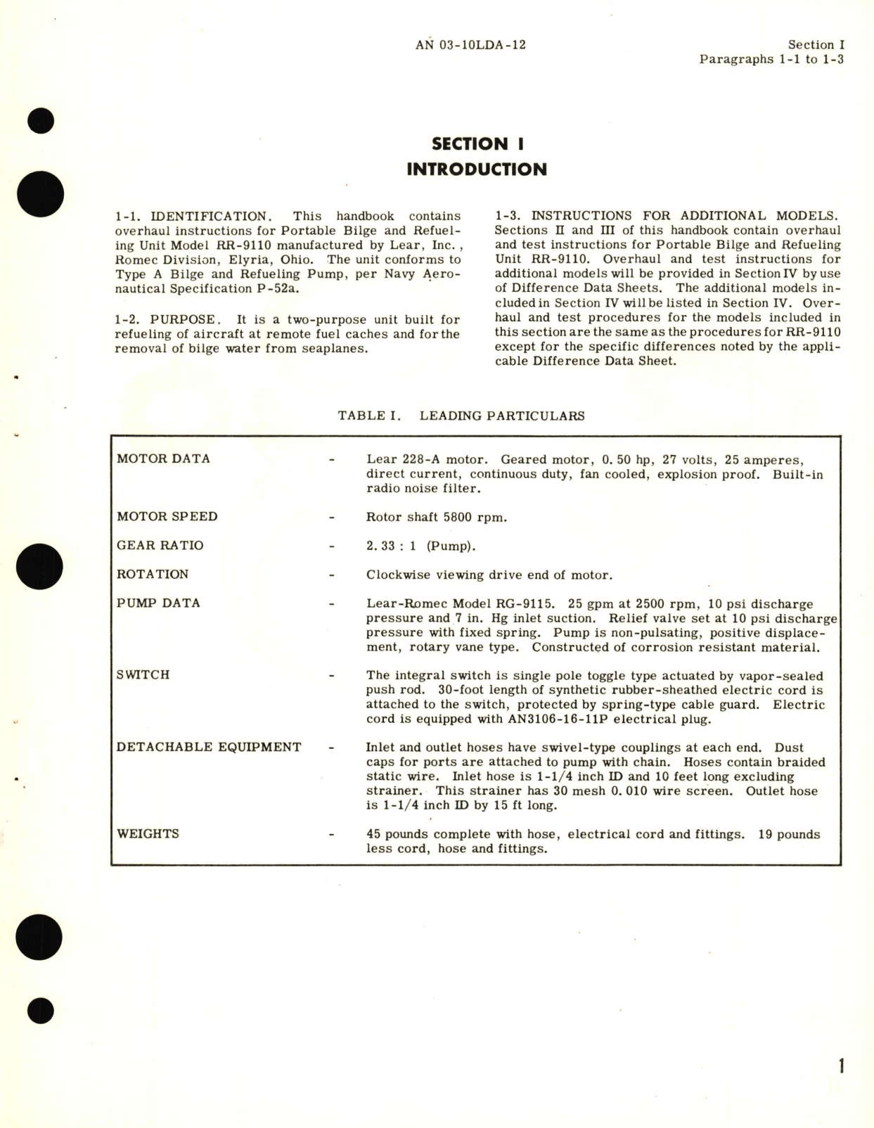 Sample page 5 from AirCorps Library document: Overhaul Instructions for Portable Bilge & Refueling Unit Model RR-9110