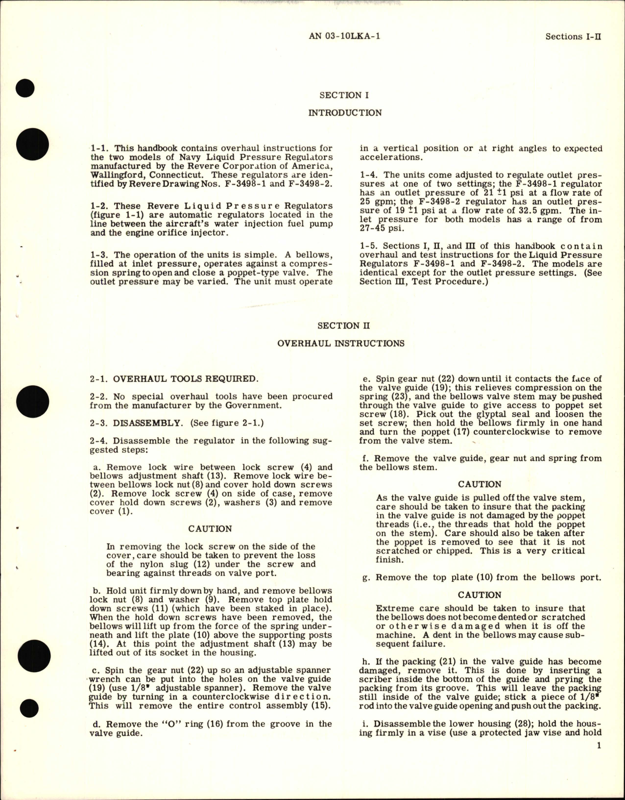 Sample page 5 from AirCorps Library document: An 03-10LKA-1, Overhaul Instructions for Liquid Pressure Regulators Models F-3498-1, F-3498-2 