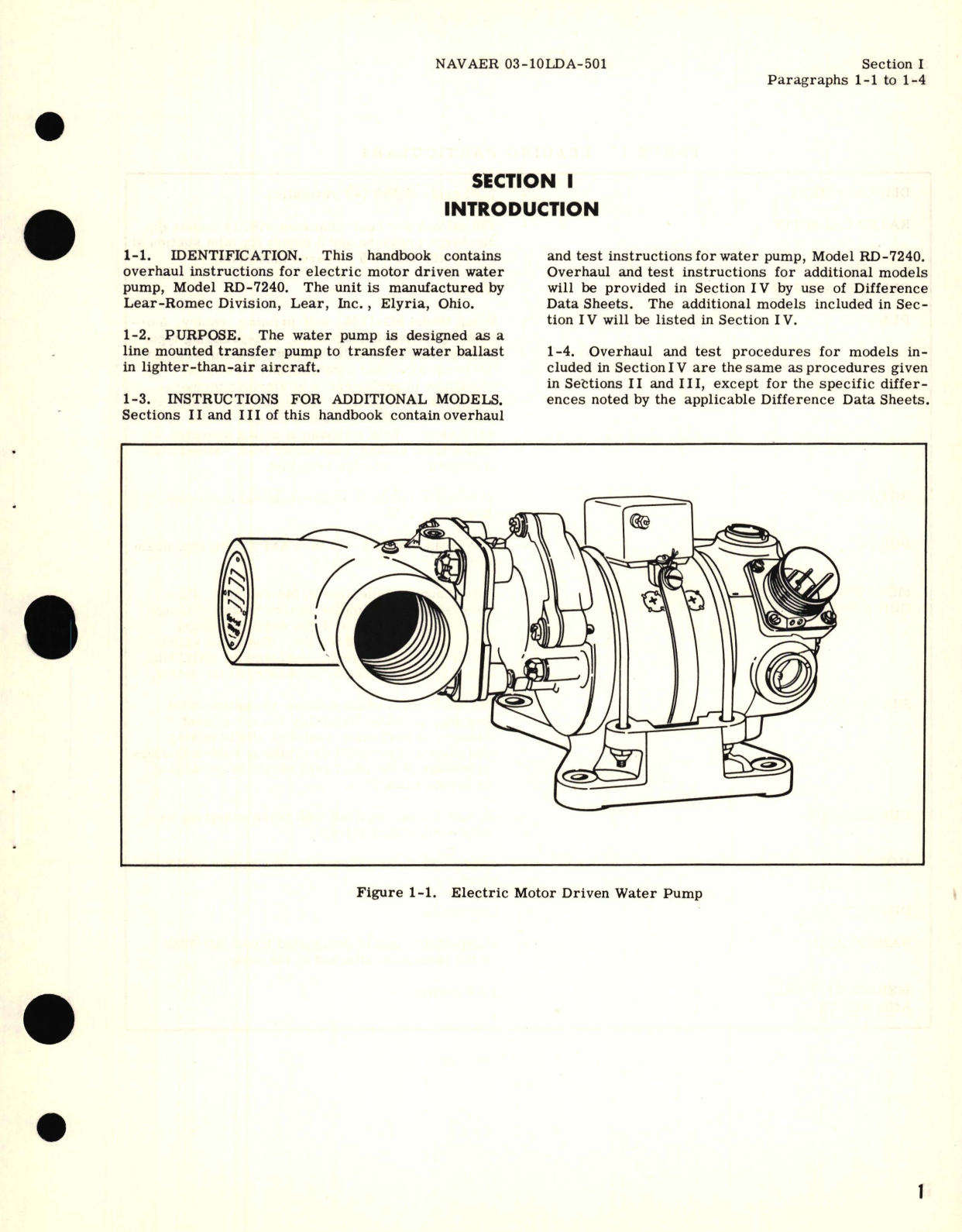 Sample page 5 from AirCorps Library document: Overhaul Instructions for Electric Motor Driven Water Pump Model RD-7240 