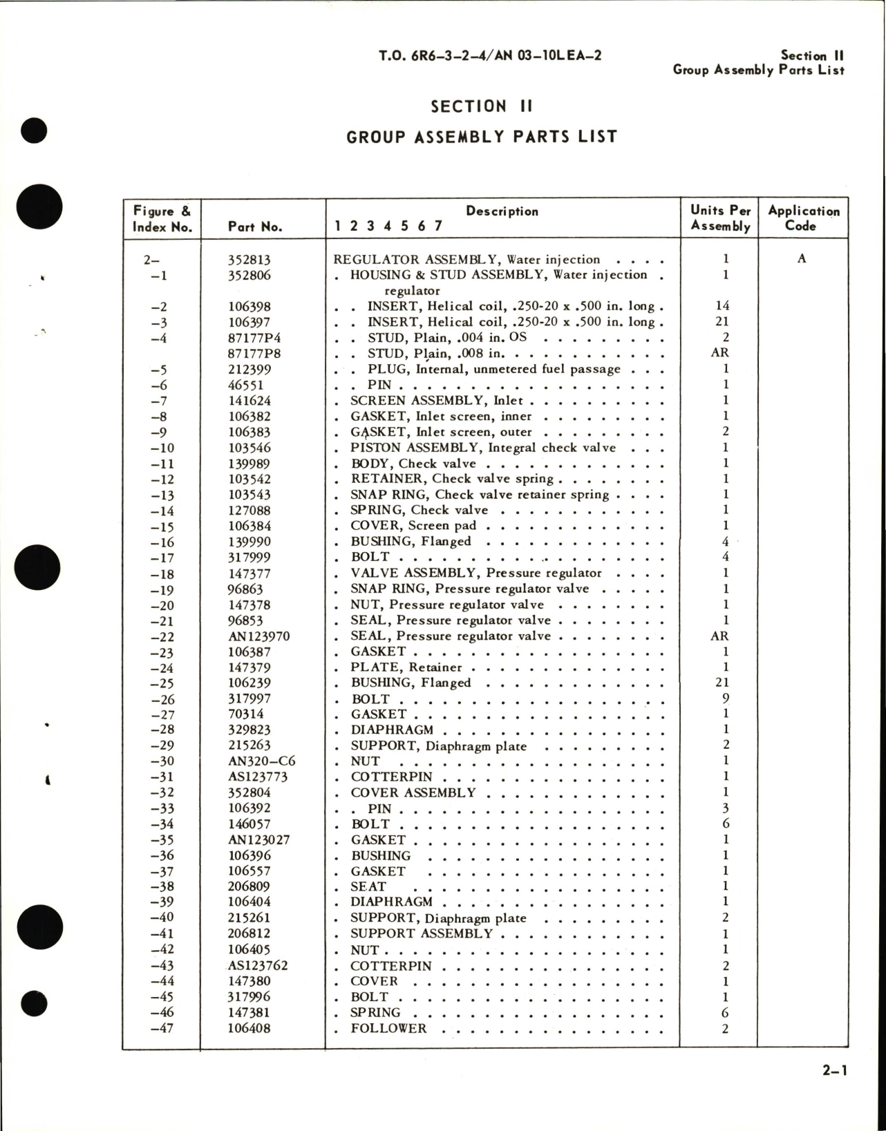 Sample page 7 from AirCorps Library document: Parts Catalog for Water Injection Regulators 