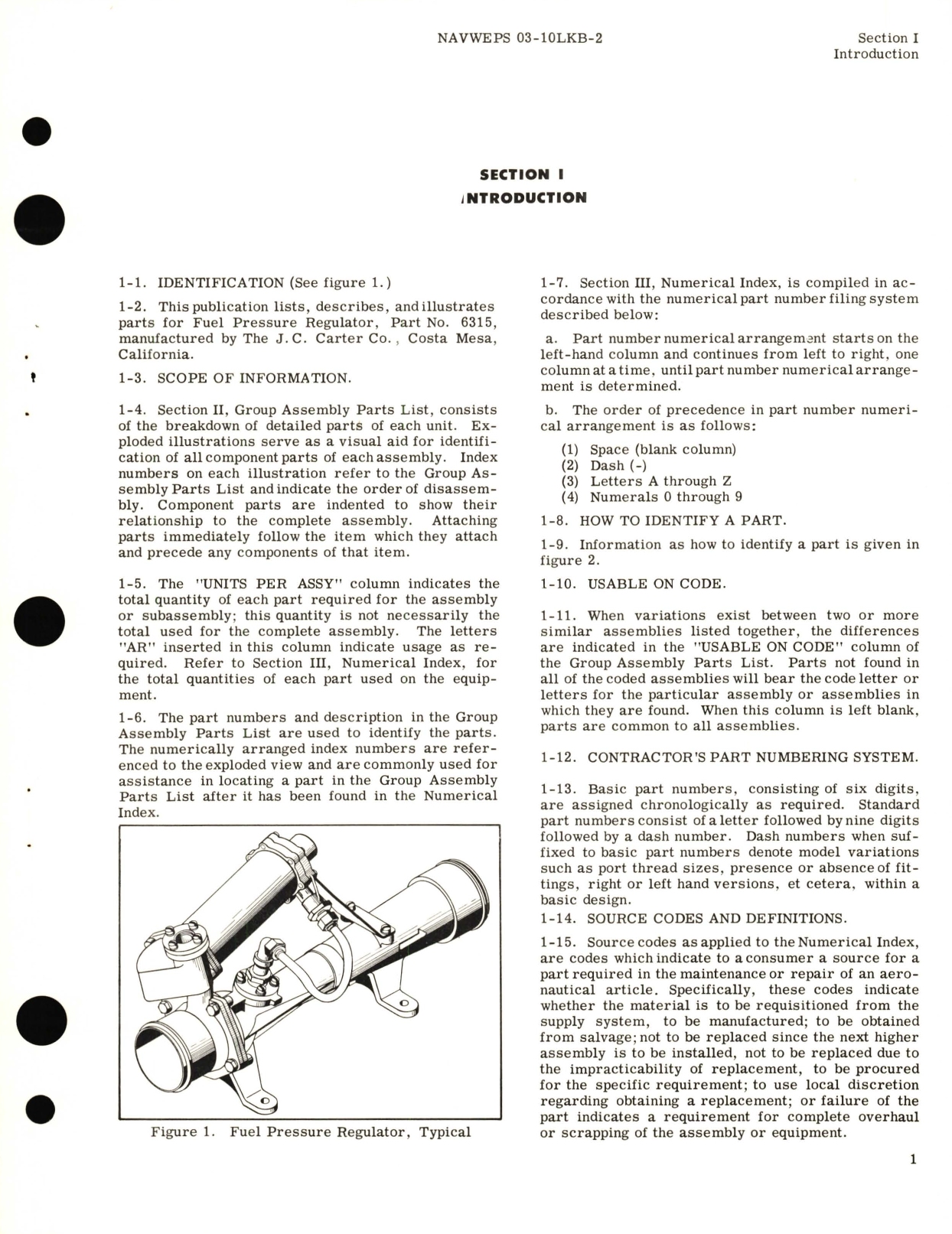 Sample page 5 from AirCorps Library document: Illustrated Parts Breakdown for Fuel Pressure Regulator Part No. 6315