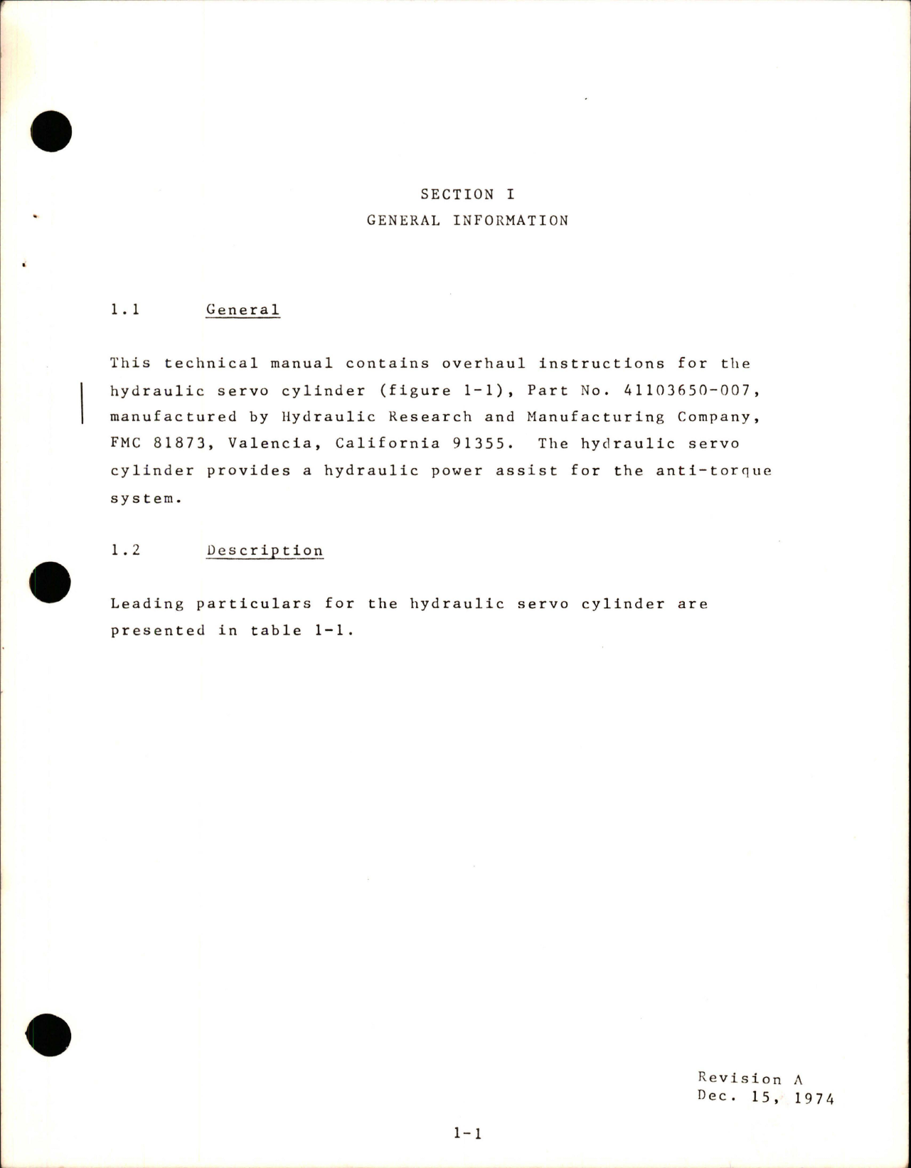 Sample page 7 from AirCorps Library document: Overhaul Manual with Illustrated Parts Breakdown for Hydraulic Servo Cylinder - Part 41103650-007