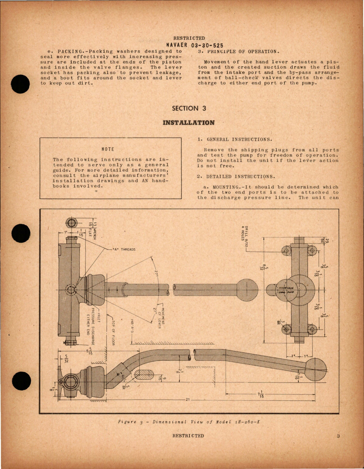 Sample page 7 from AirCorps Library document: Operation, Service & Overhaul Instructions with Parts Catalog for Hydraulic Hand Pump - 1H-260-K, 1H437-F, and 1H-623-A 
