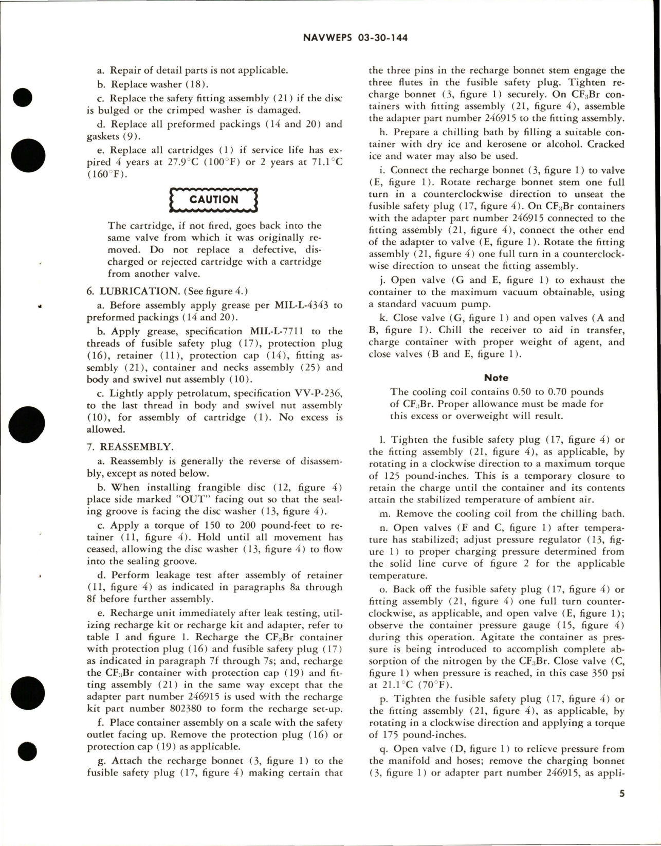 Sample page 5 from AirCorps Library document: Overhaul Instructions with Parts Breakdown for CF3BR Container, Valve and Cartridge Assembly - 891134, 891134-01, and 891134-02