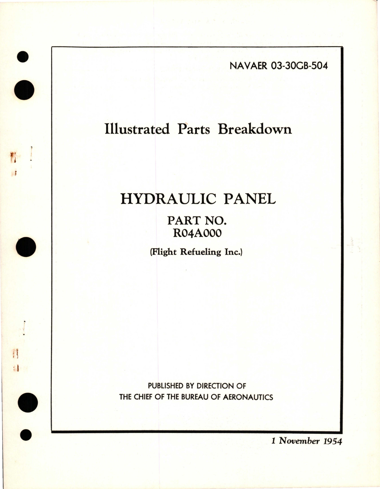 Sample page 1 from AirCorps Library document: Illustrated Parts Breakdown for Hydraulic Panel - Parts R04A000