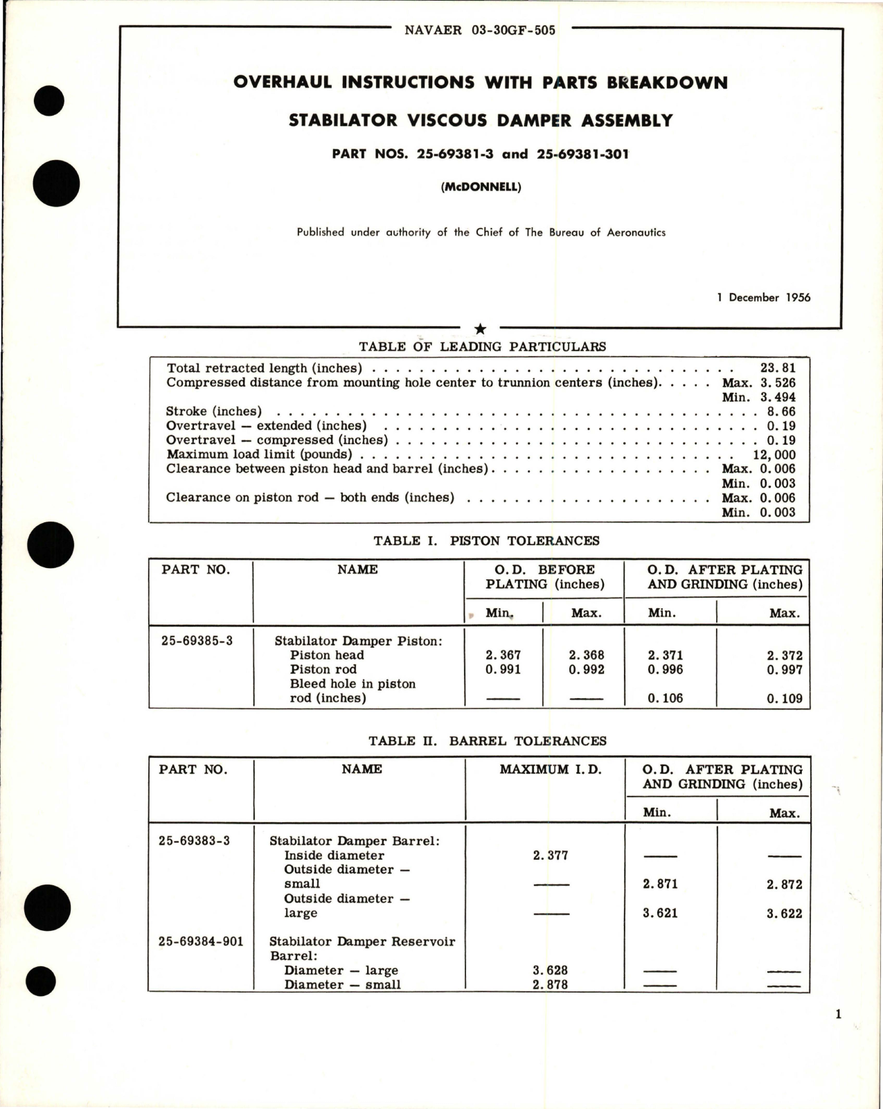 Sample page 1 from AirCorps Library document: Overhaul Instructions with Parts for Stabilator Viscous Damper Assembly - Parts 25-69381-3 and 25-69381-301