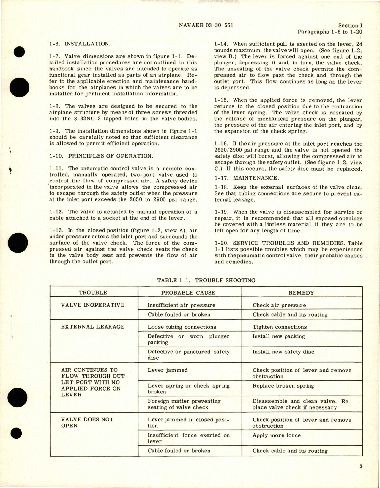 Sample page 5 from AirCorps Library document: Operation, Service and Overhaul Instructions with Parts Catalog for Pneumatic Control Valves
