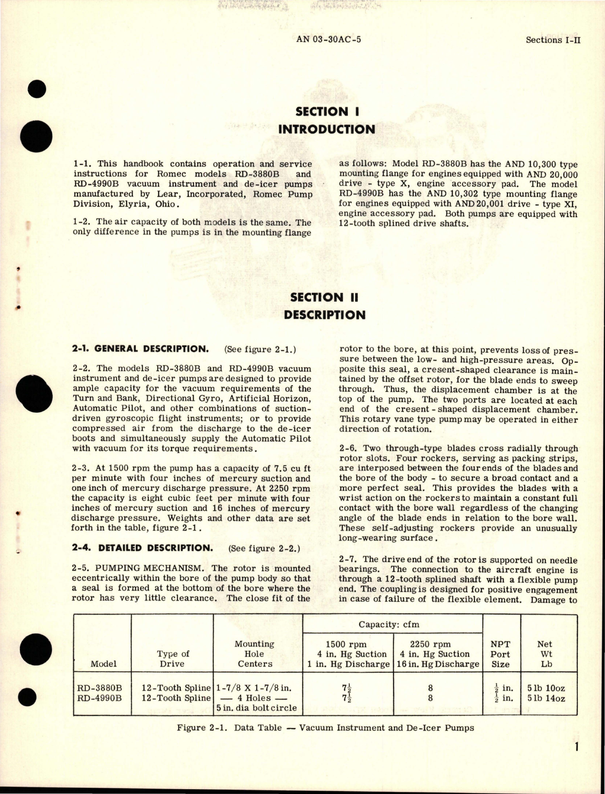 Sample page 5 from AirCorps Library document: Operation and Service Instructions for Vacuum Instrument & De-Icer Pumps - Models RD 3880B and RD 4990B