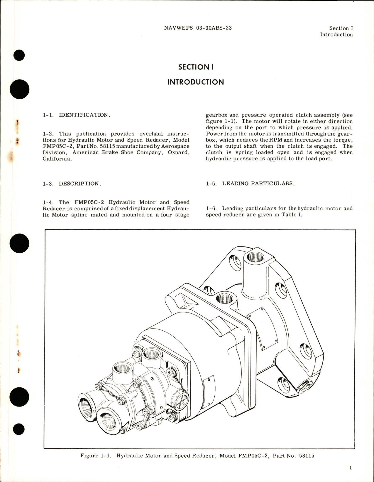 Sample page 5 from AirCorps Library document: Overhaul Instructions for Hydraulic Motor and Speed Reducer - Model FMP05C-2, Part 58115 