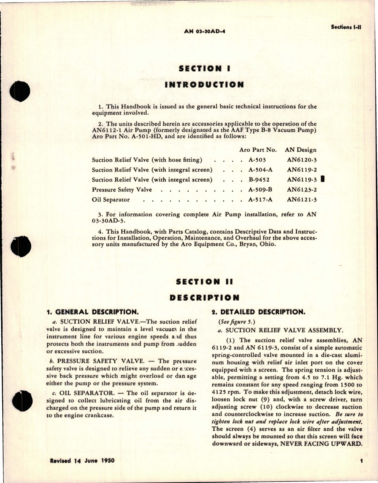 Sample page 5 from AirCorps Library document: Operation, Service and Overhaul Instructions with Parts Catalog for Relief Valves, Safety Valve Oil Separator 