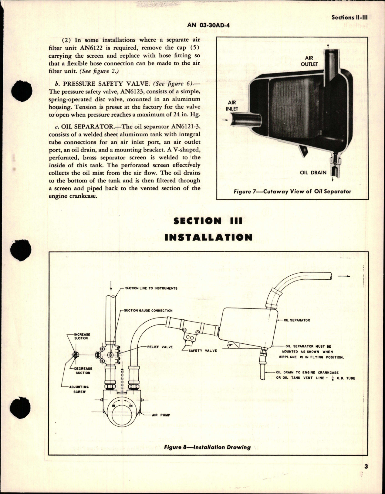 Sample page 7 from AirCorps Library document: Operation, Service and Overhaul Instructions with Parts Catalog for Relief Valves, Safety Valve Oil Separator 