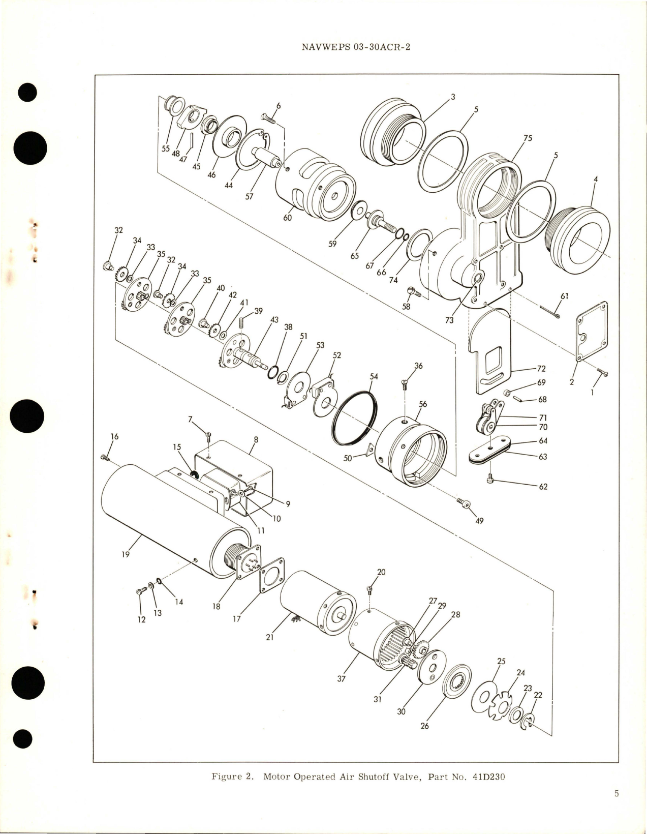 Sample page 5 from AirCorps Library document: Overhaul Instructions with Parts Breakdown for Motor Operated Air Shutoff Valve - Part 41D230