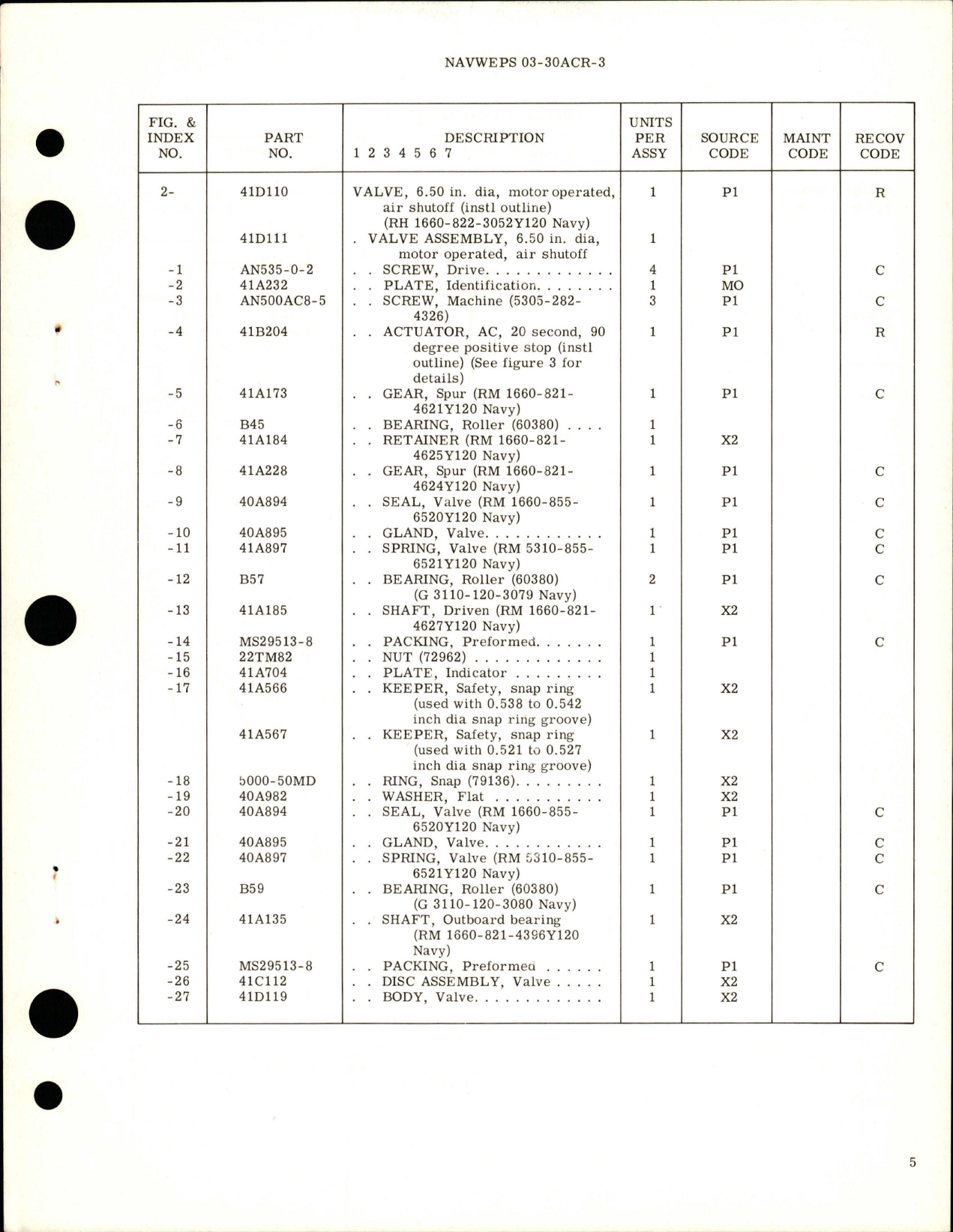 Sample page 5 from AirCorps Library document: Overhaul Instructions with Parts Breakdown for Motor Operated Air Shutoff Valve - Part 41D110 