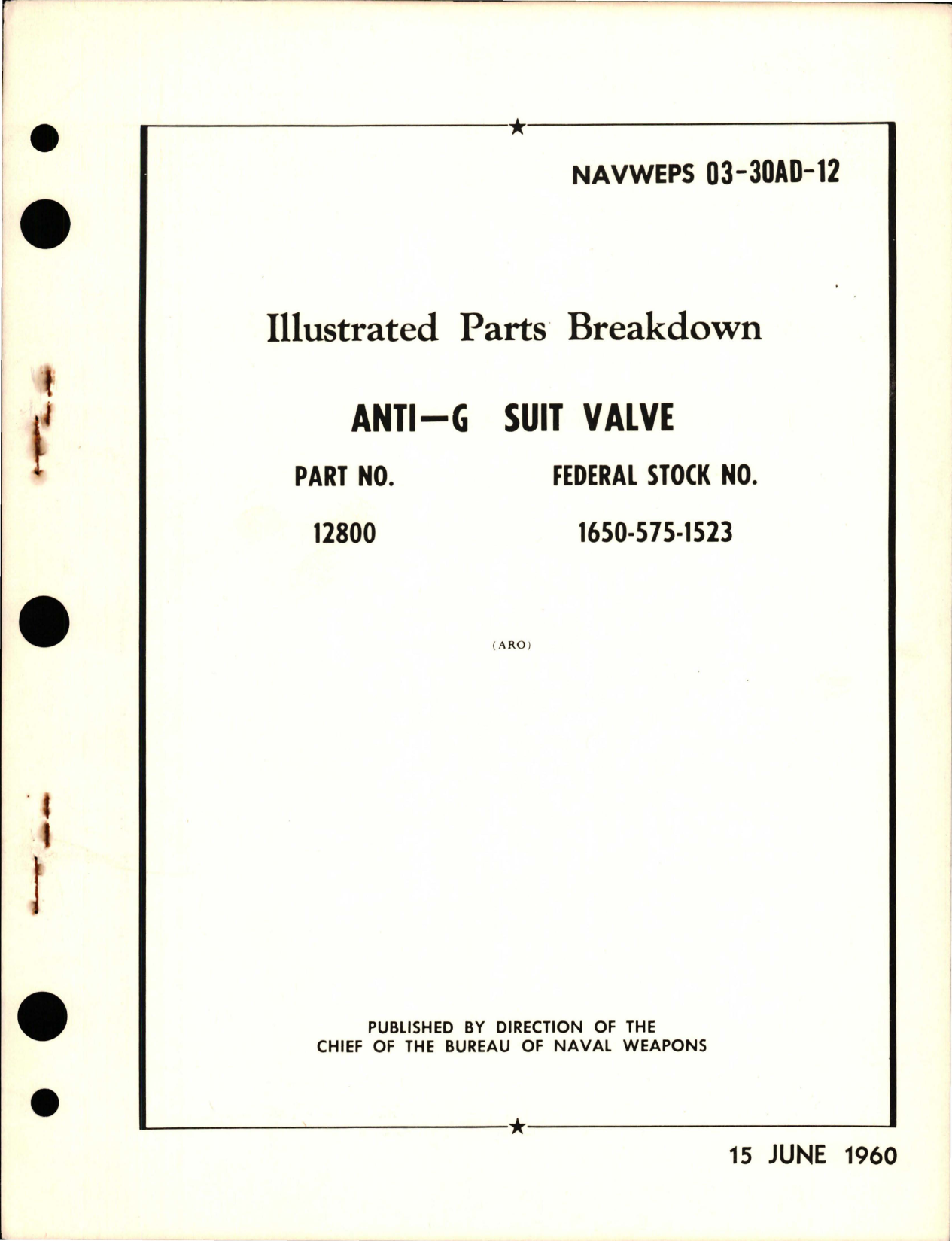 Sample page 1 from AirCorps Library document: Illustrated Parts Breakdown for Anti-G Suit Valve - Part 12800 