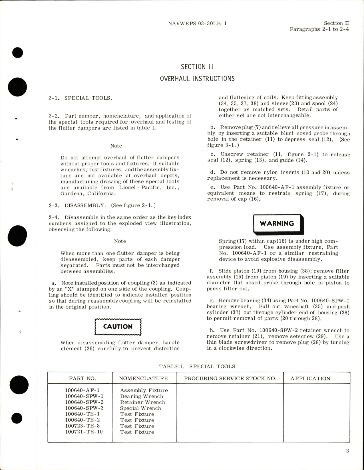 Sample page 7 from AirCorps Library document: Overhaul Instructions for Flutter Dampers - Parts 100721A, 100721A-1, 100721A-3, 100723A, and 100723A-1