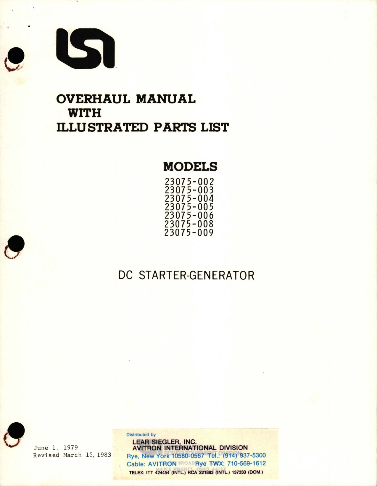 Sample page 1 from AirCorps Library document: Overhaul Manual with Illustrated Parts List for DC Starter-Generator