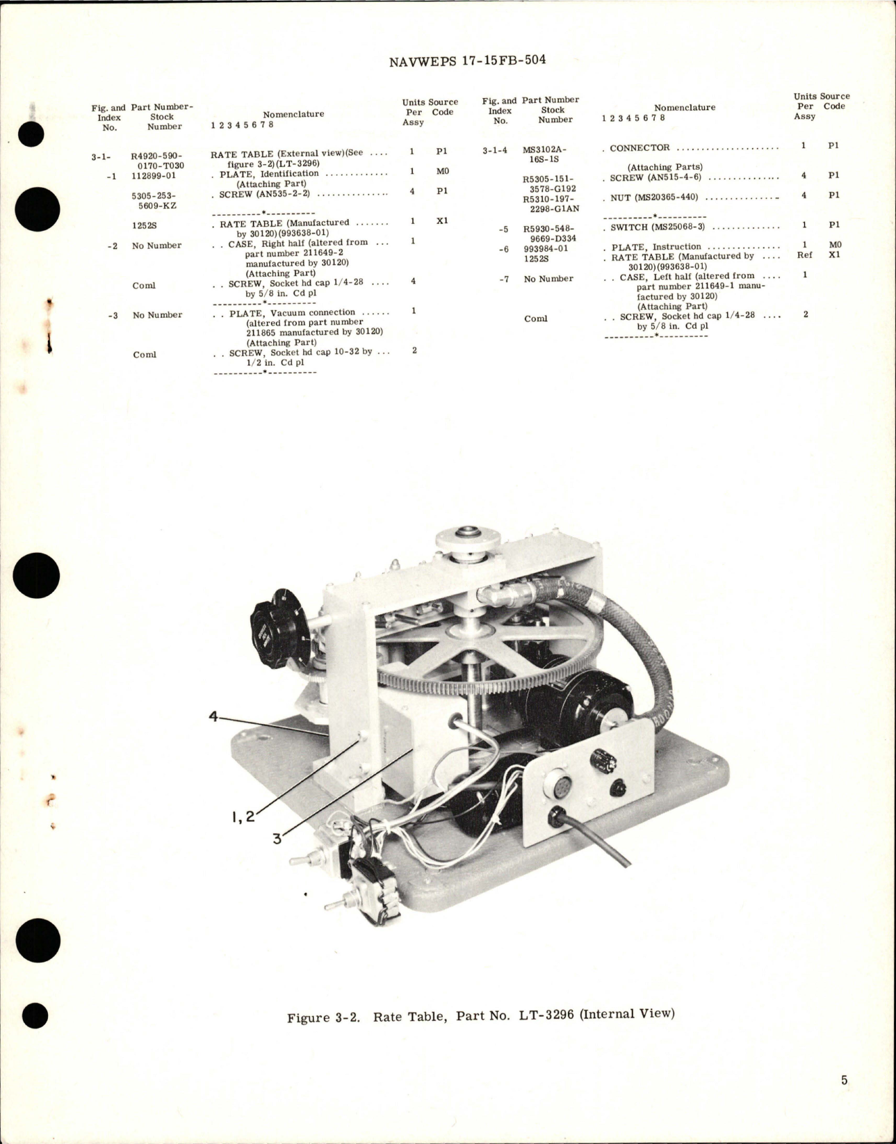 Sample page 5 from AirCorps Library document: Operation, Service and Overhaul Instructions with Parts Breakdown for Rate Table Stock R4920-590-0170-TO30 - Part LT-3296 